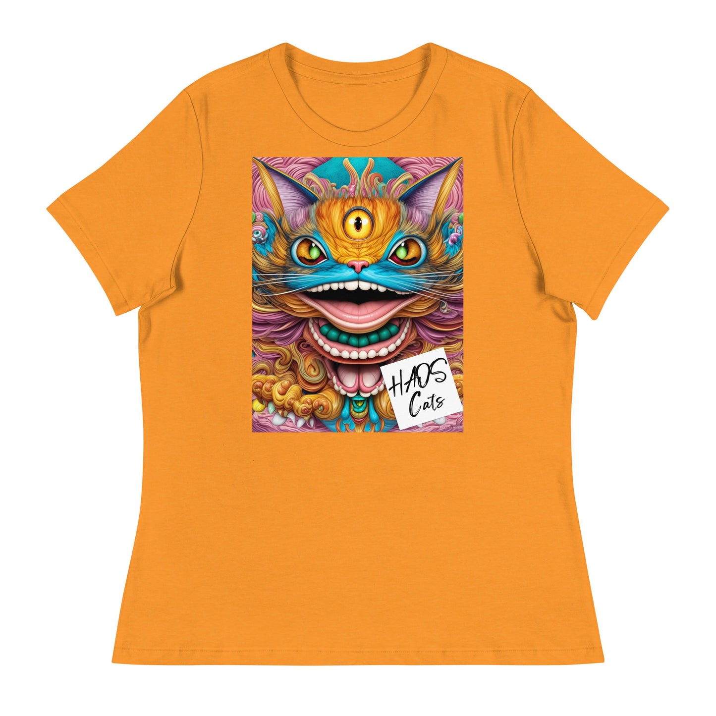 Women's Relaxed T-Shirt. Collection - HAOS Cats, Design - ANDRBEL STUDIO