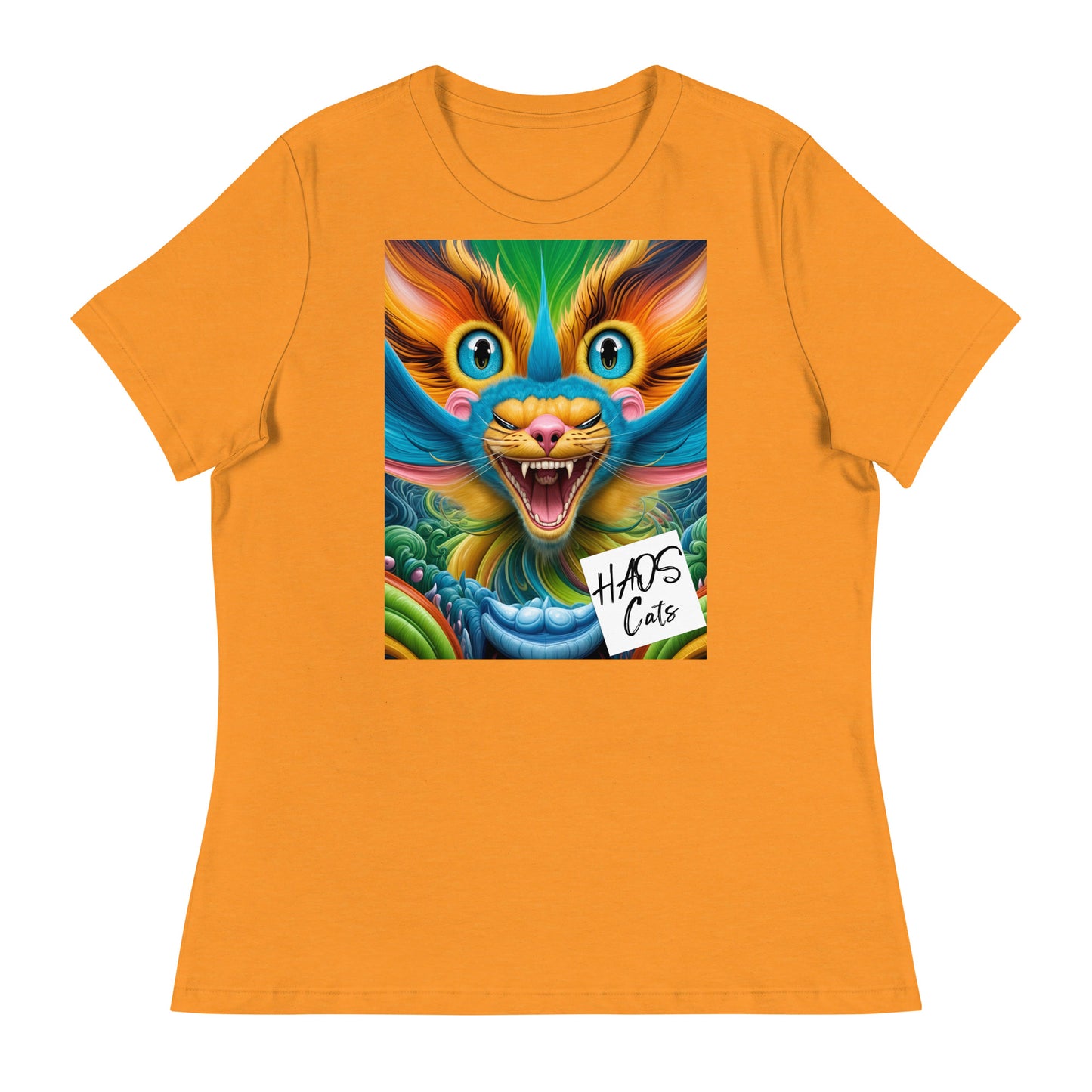 Women's Relaxed T-Shirt. Collection - HAOS Cats, Design - ANDRBEL STUDIO