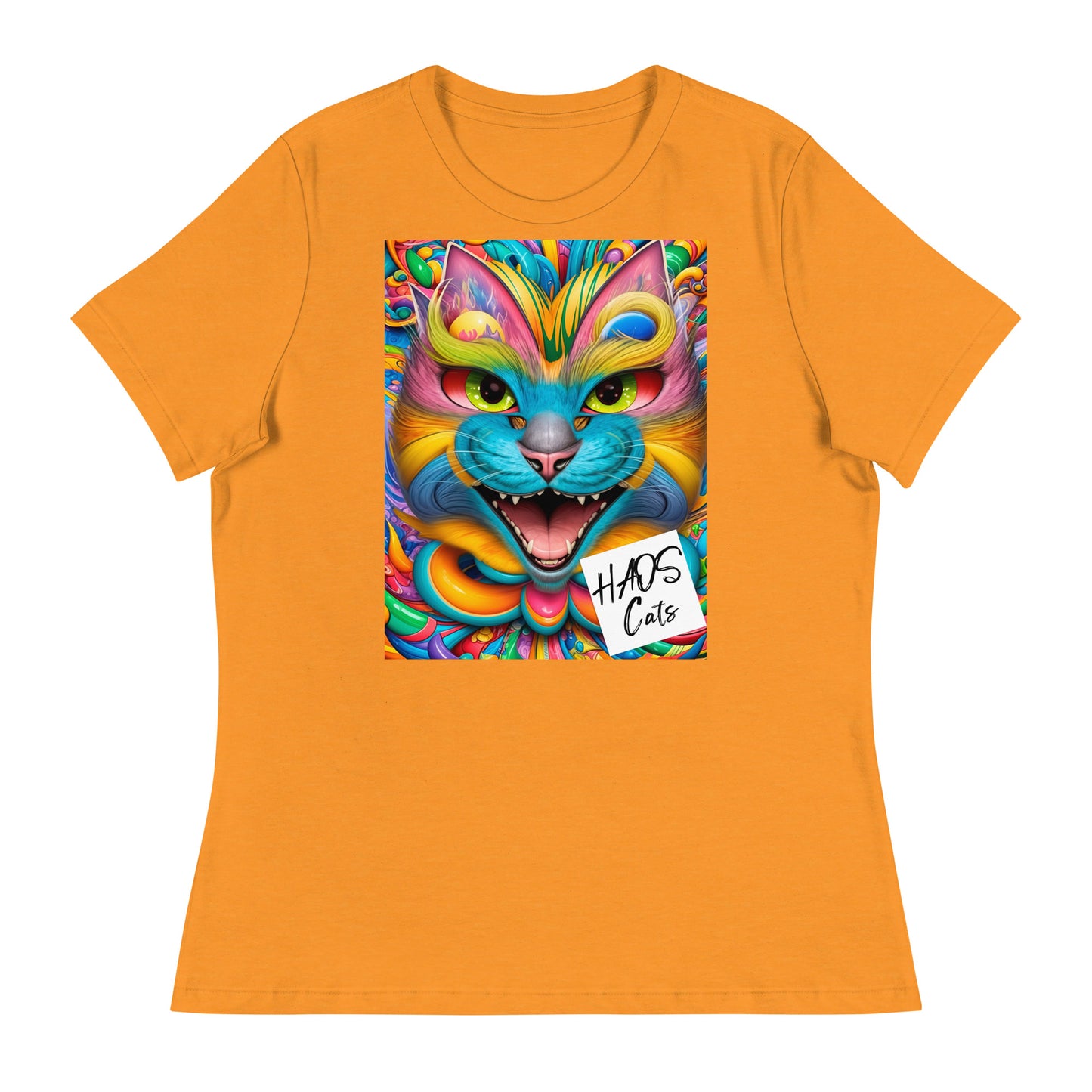 T-shirt da donna rilassata. Collezione - HAOS Cats, Design - ANDRBEL STUDIO