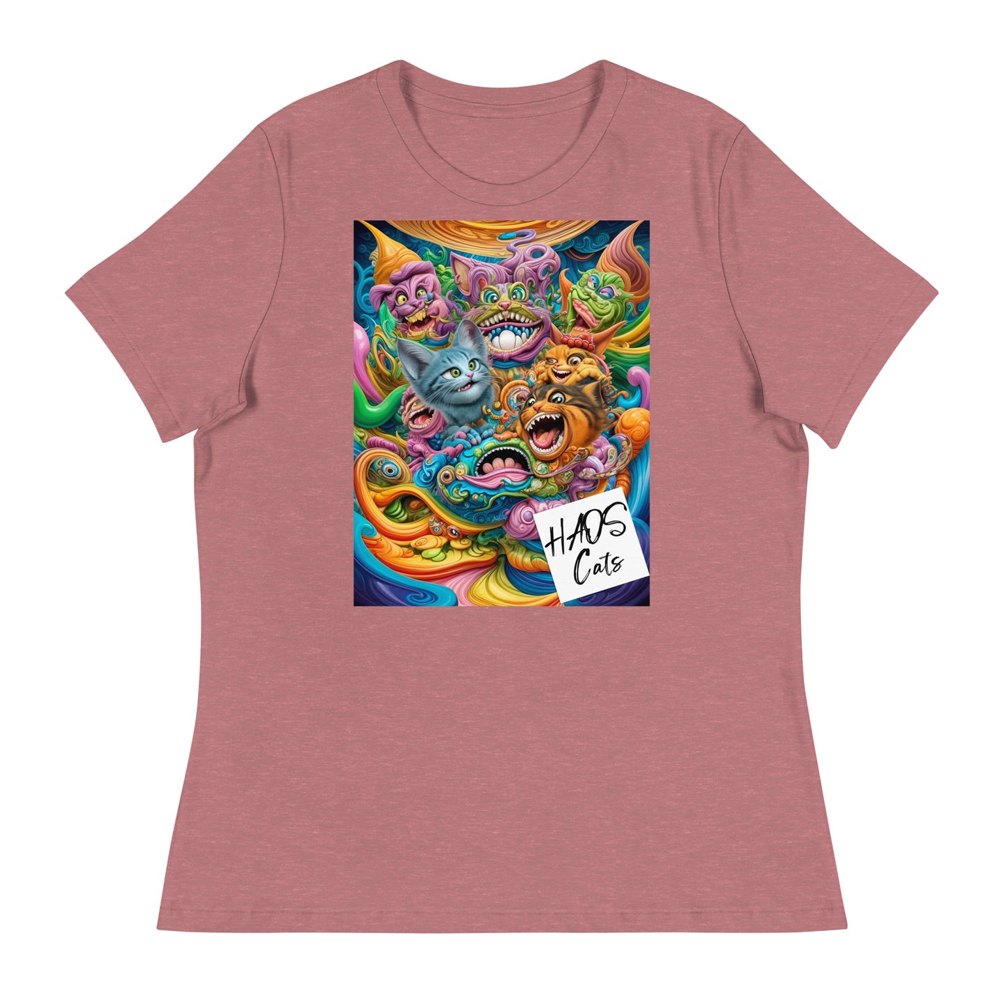 Women's Relaxed T-Shirt. Collection - HAOS Cats, Design - ANDRBEL STUDIO