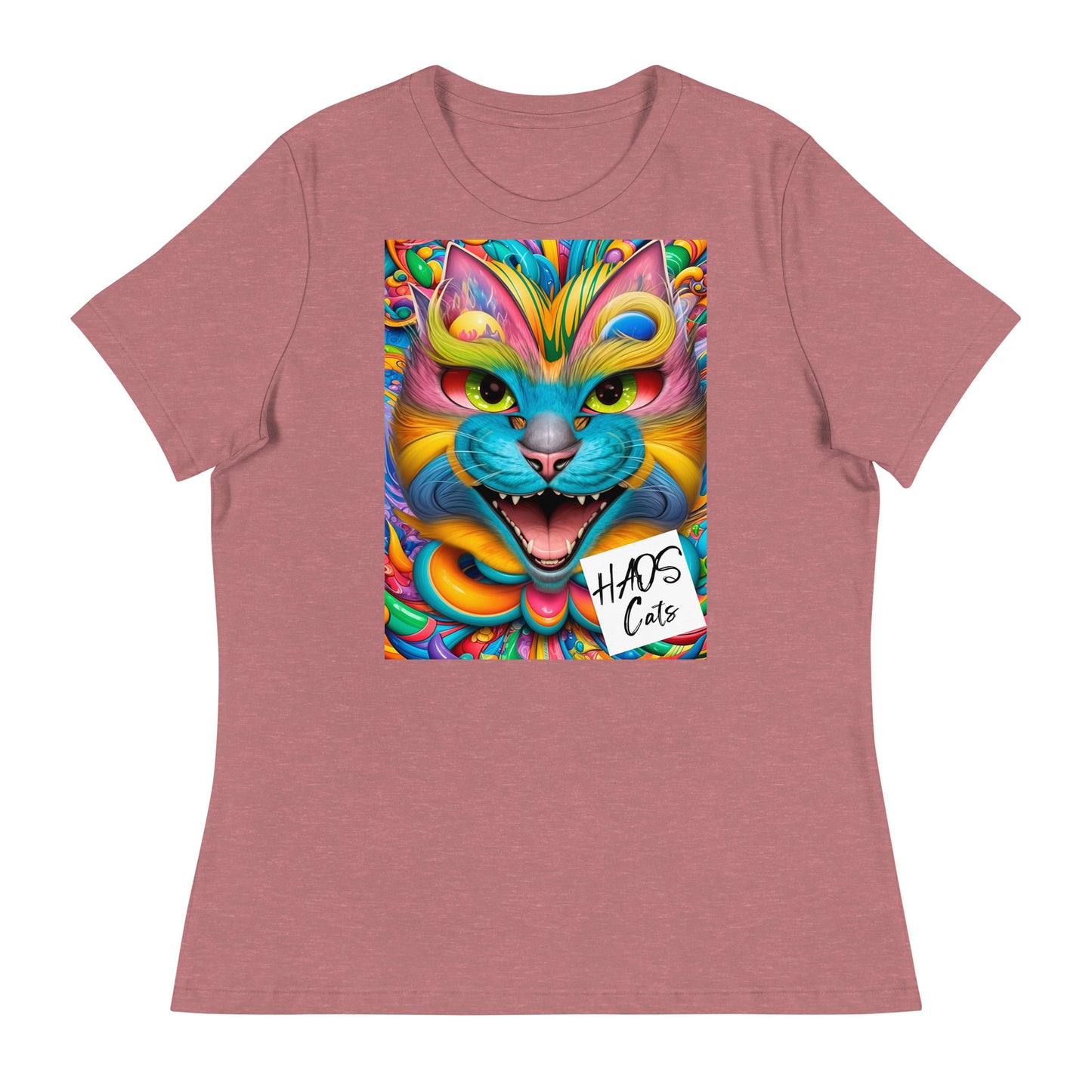 T-shirt da donna rilassata. Collezione - HAOS Cats, Design - ANDRBEL STUDIO