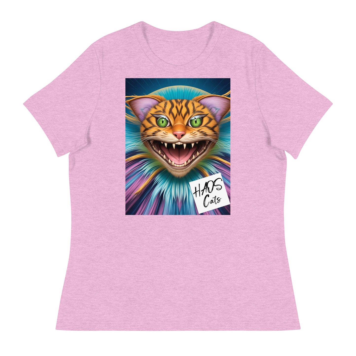 Women's Relaxed T-Shirt. Collection - HAOS Cats, Design - ANDRBEL STUDIO.