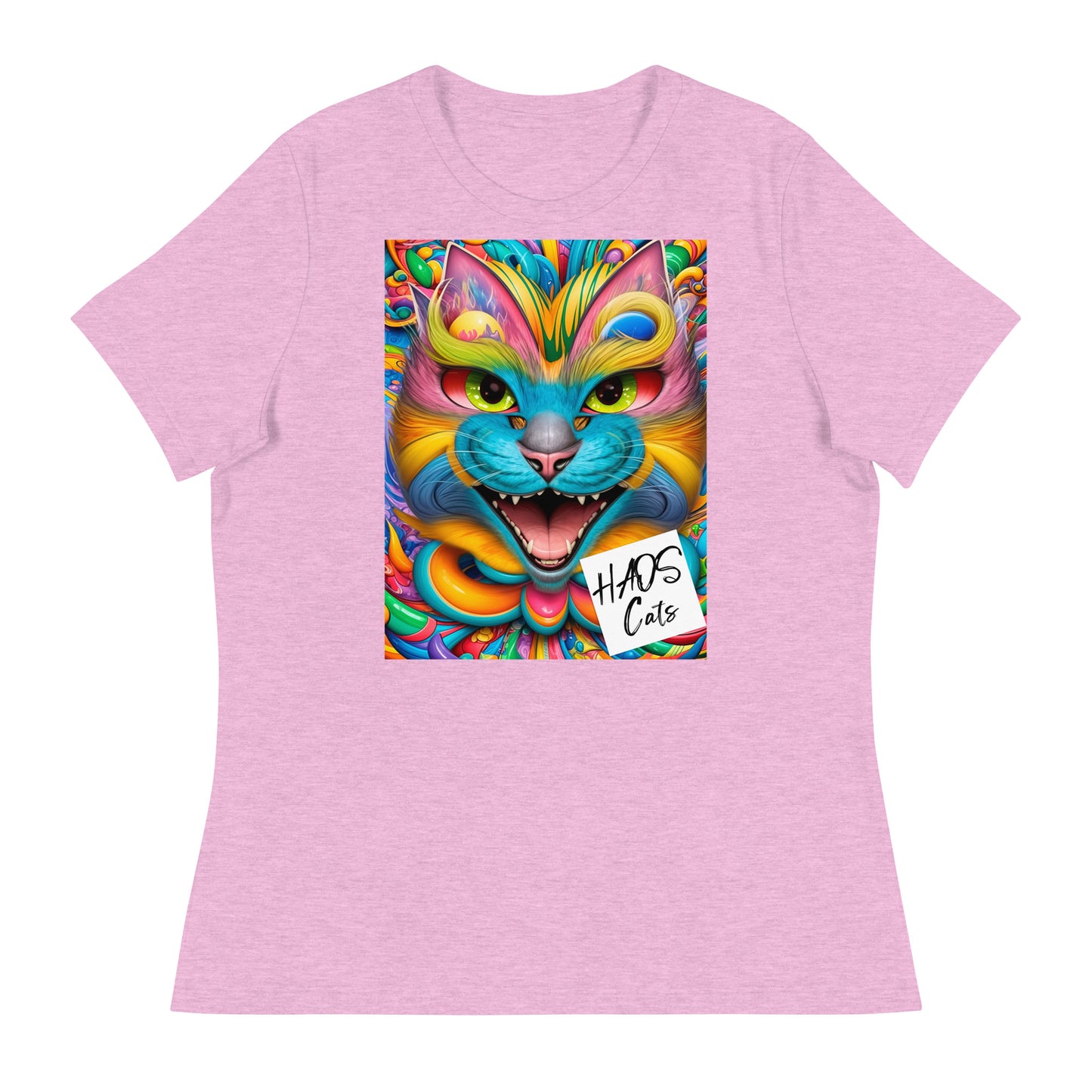 T-shirt da donna rilassata. Collezione - HAOS Cats, Design - ANDRBEL STUDIO