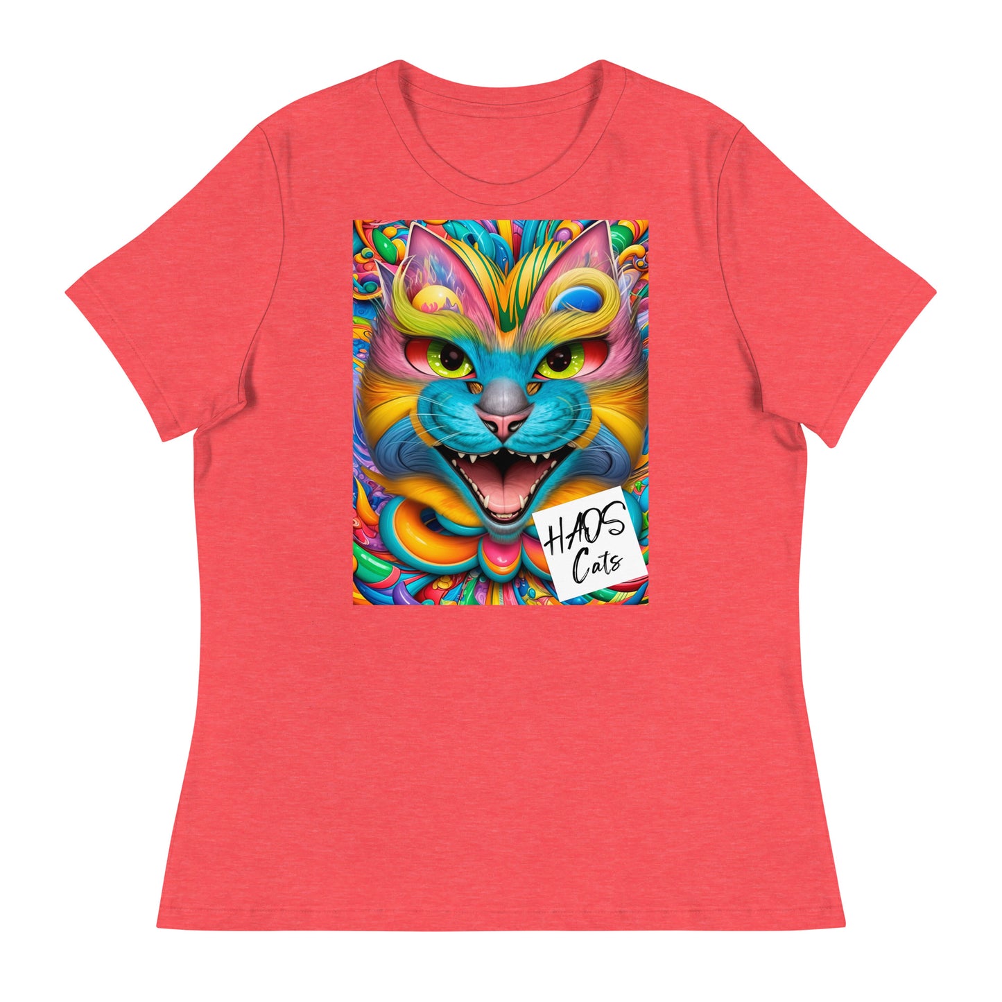 T-shirt da donna rilassata. Collezione - HAOS Cats, Design - ANDRBEL STUDIO