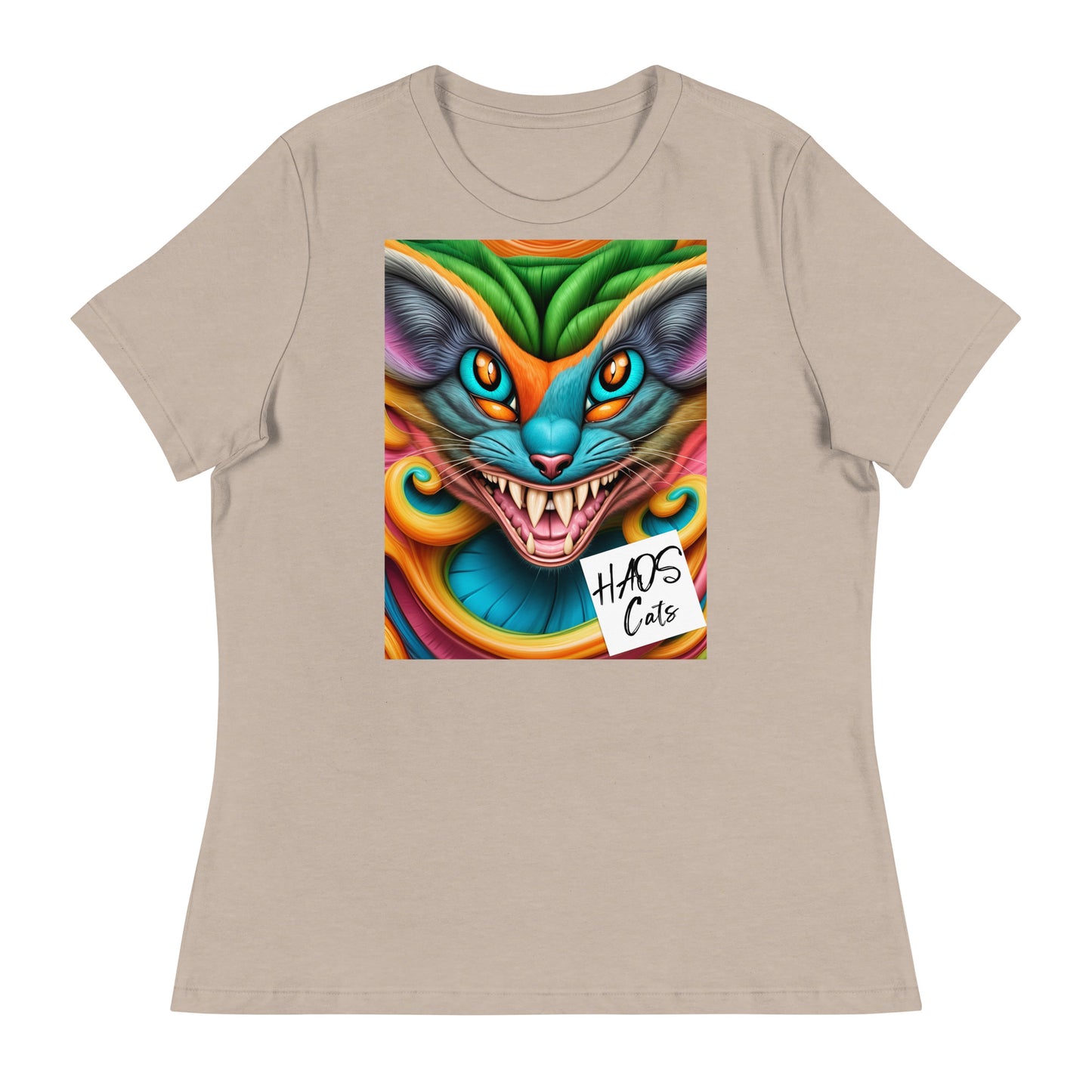 Women's Relaxed T-Shirt. Collection - HAOS Cats, Design - ANDRBEL STUDIO