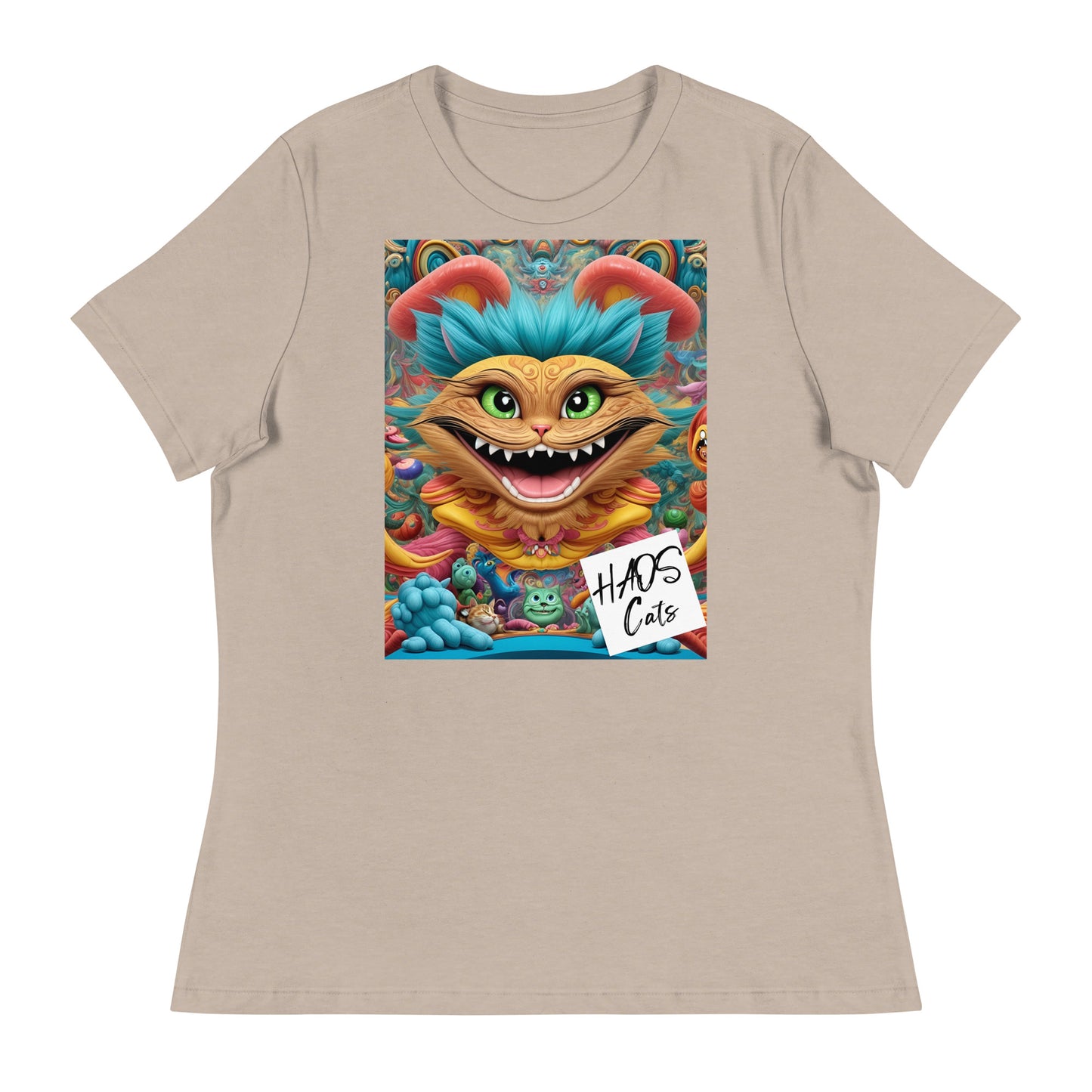 Women's Relaxed T-Shirt. Collection - HAOS Cats, Design - ANDRBEL STUDIO