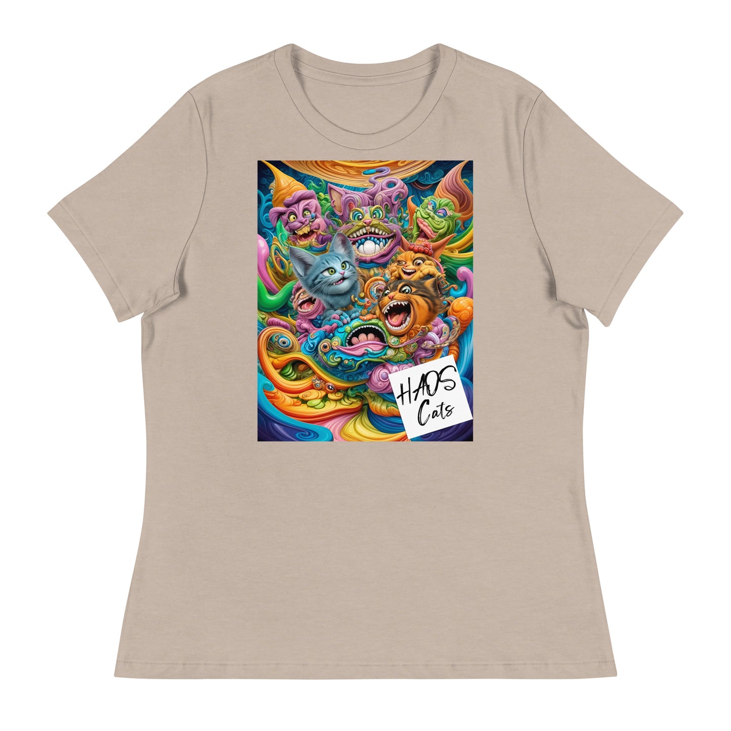 Women's Relaxed T-Shirt. Collection - HAOS Cats, Design - ANDRBEL STUDIO
