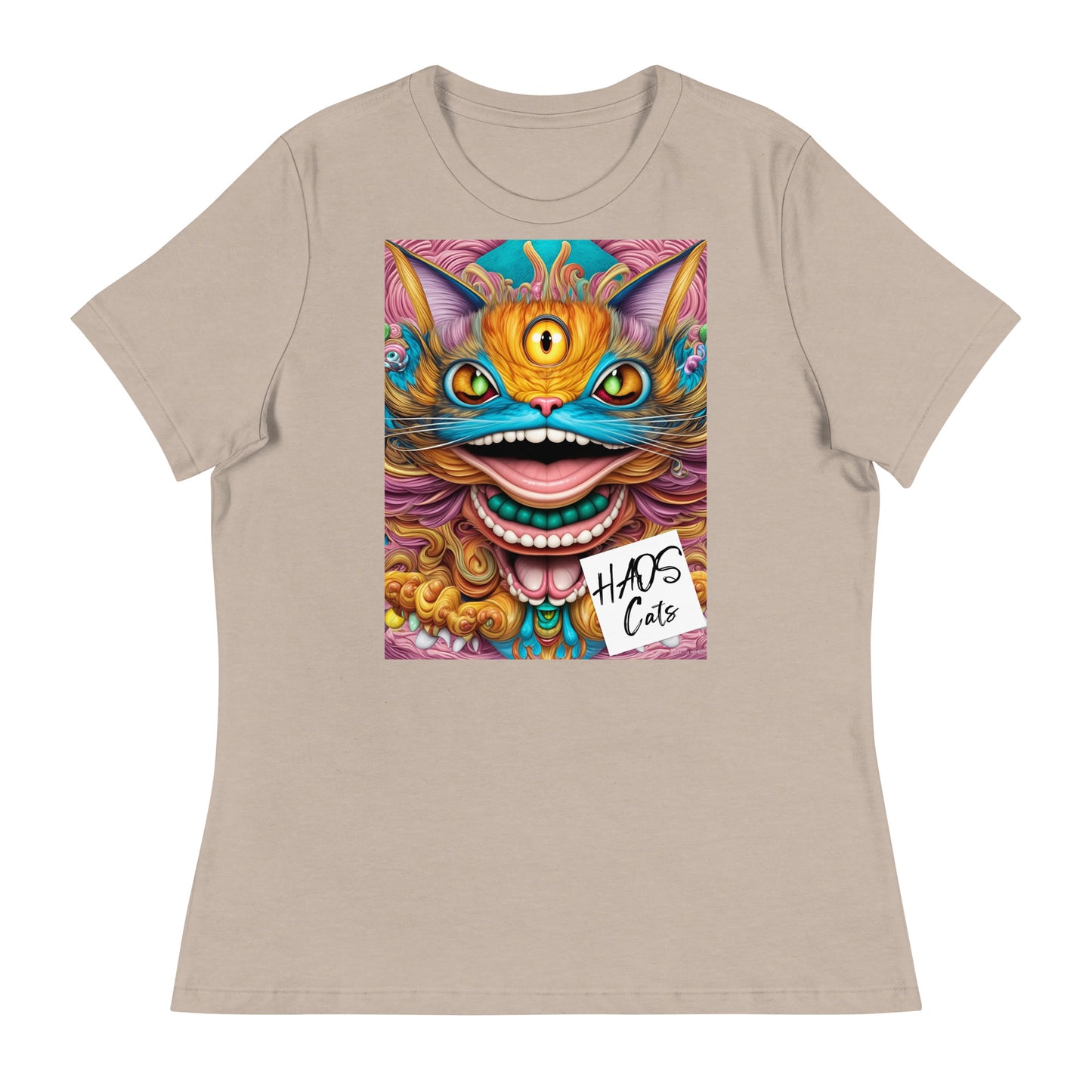 Women's Relaxed T-Shirt. Collection - HAOS Cats, Design - ANDRBEL STUDIO