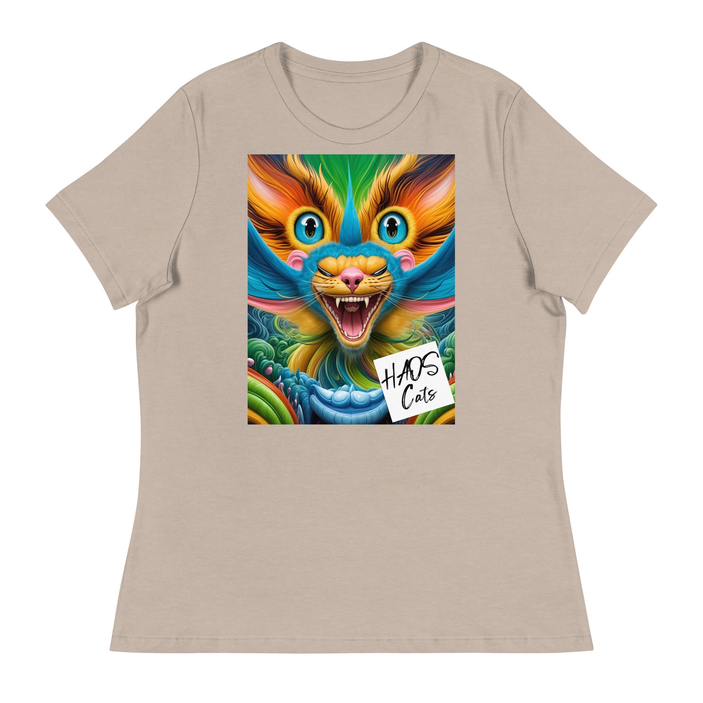 Women's Relaxed T-Shirt. Collection - HAOS Cats, Design - ANDRBEL STUDIO