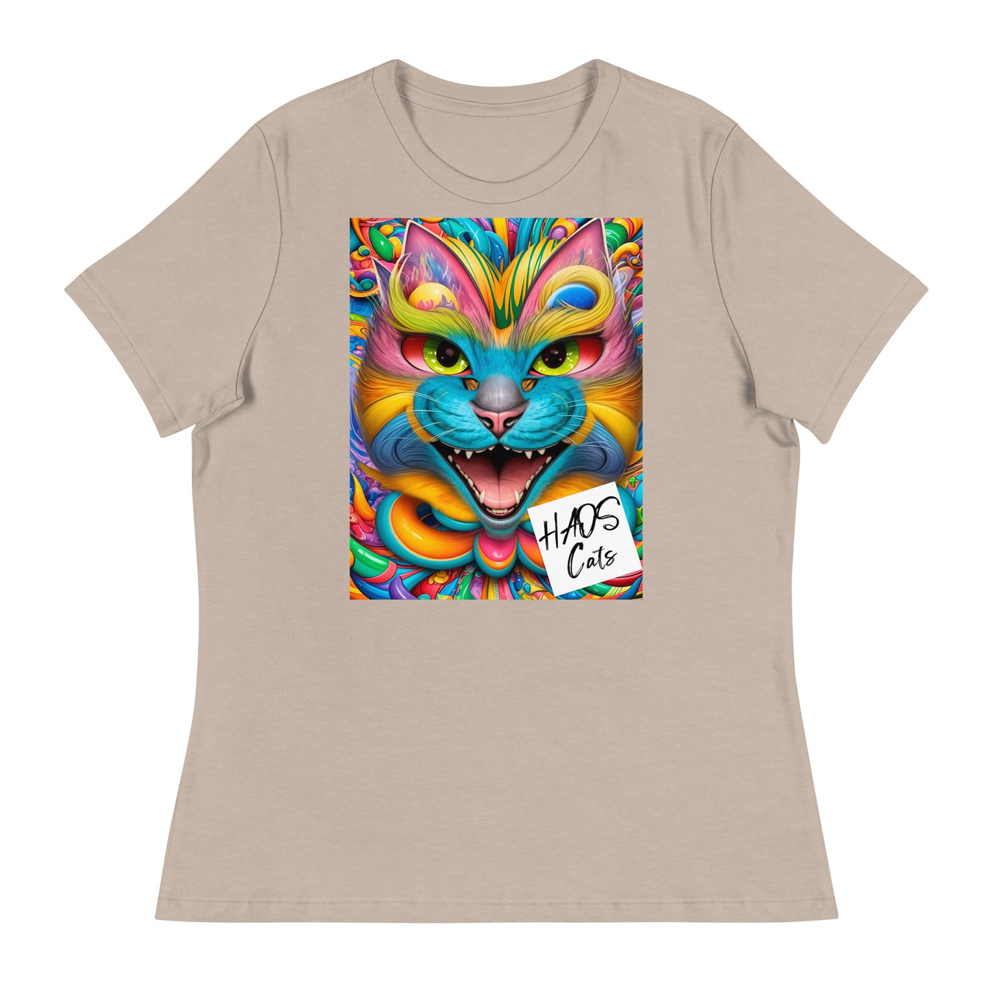 T-shirt da donna rilassata. Collezione - HAOS Cats, Design - ANDRBEL STUDIO