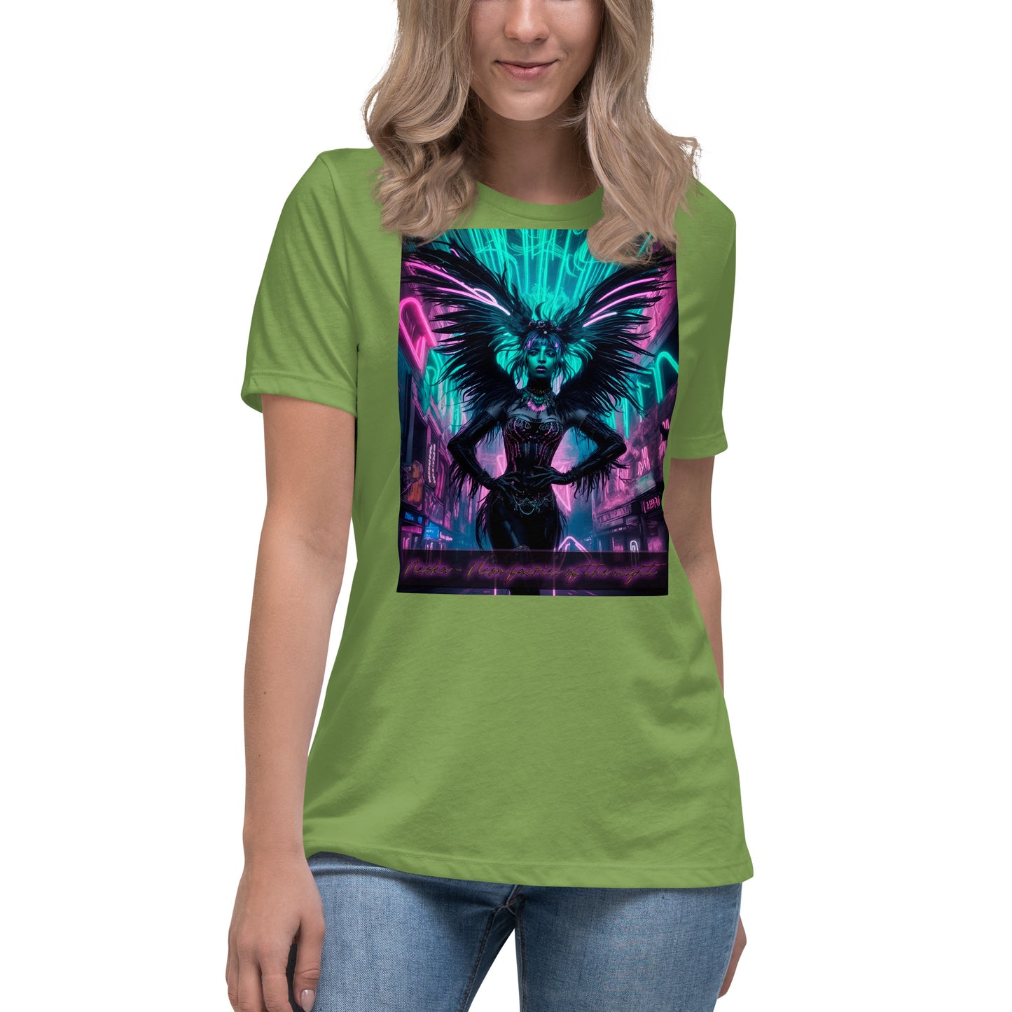 T-shirt rilassata da donna, Collezione - Neoka-Neon fate della notte, Design - ANDRBEL STUDIO