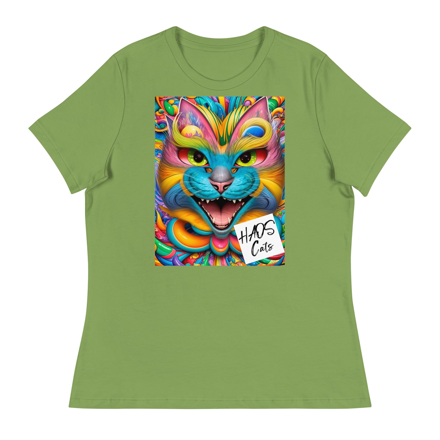 T-shirt da donna rilassata. Collezione - HAOS Cats, Design - ANDRBEL STUDIO
