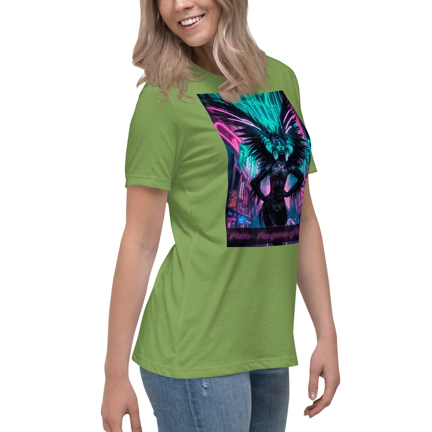 T-shirt rilassata da donna, Collezione - Neoka-Neon fate della notte, Design - ANDRBEL STUDIO