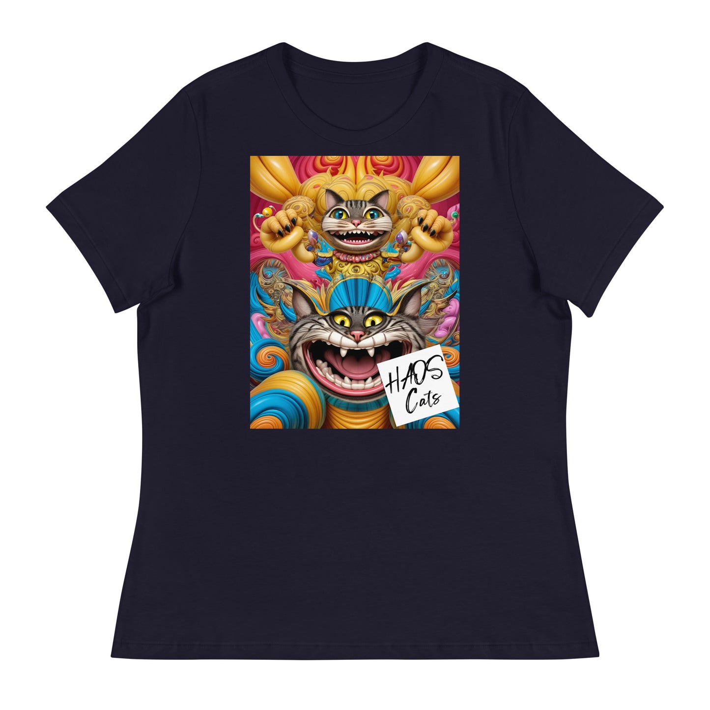 Women's Relaxed T-Shirt. Collection - HAOS Cats, Design - ANDRBEL STUDIO