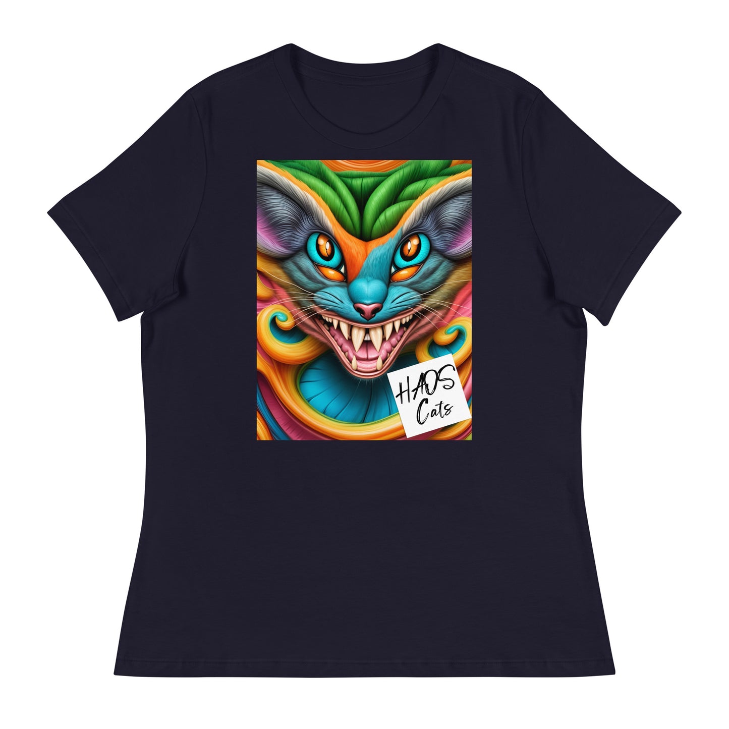 Women's Relaxed T-Shirt. Collection - HAOS Cats, Design - ANDRBEL STUDIO
