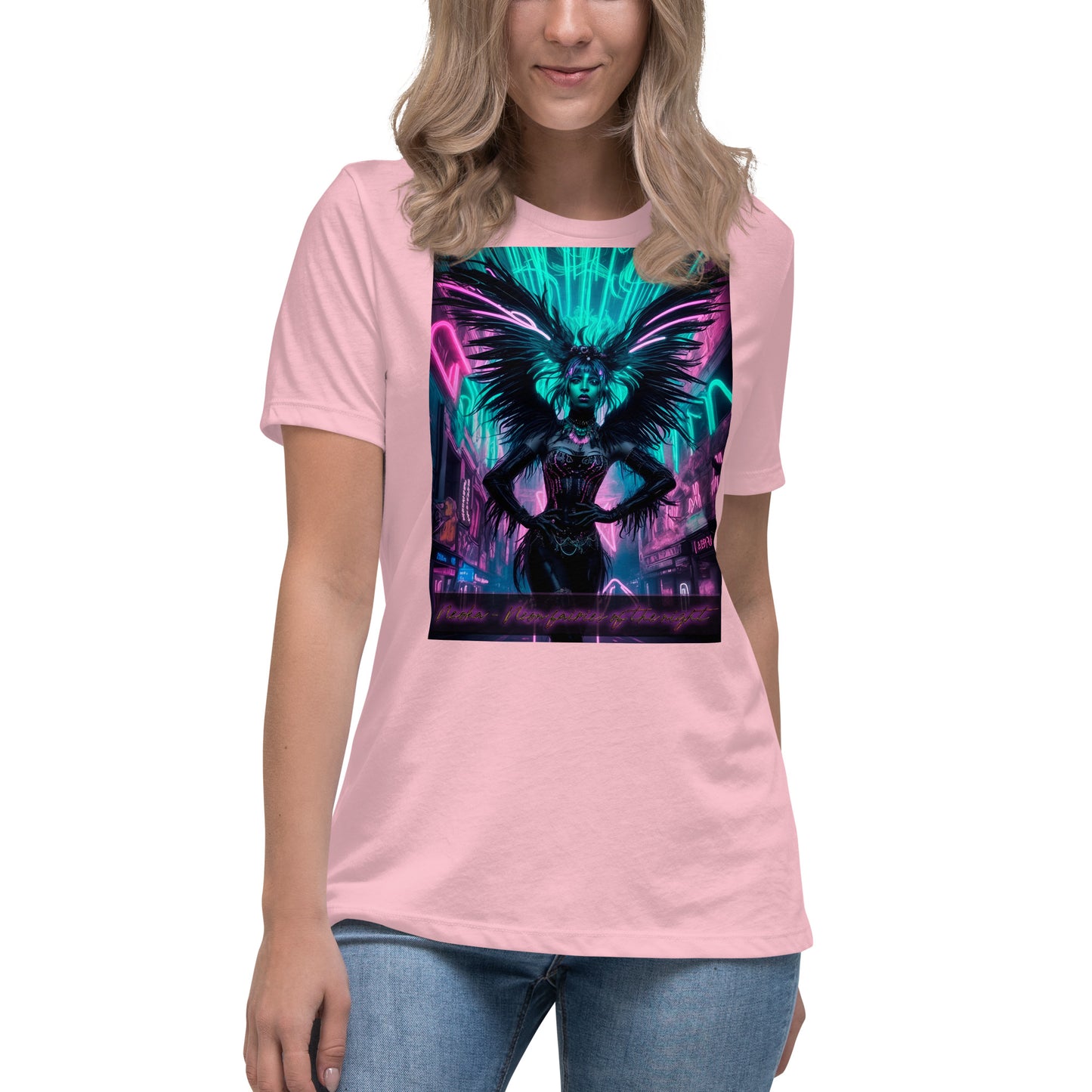 T-shirt rilassata da donna, Collezione - Neoka-Neon fate della notte, Design - ANDRBEL STUDIO