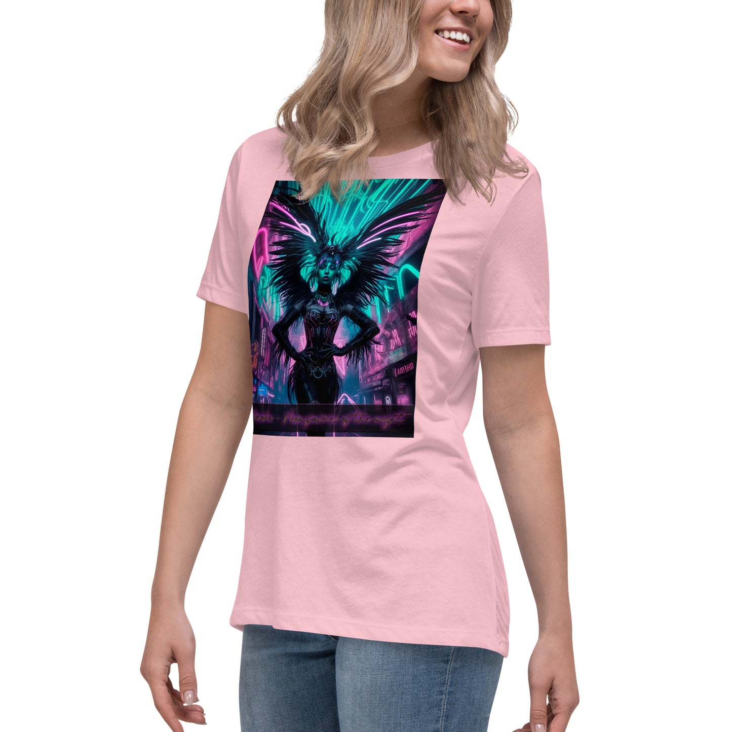 T-shirt rilassata da donna, Collezione - Neoka-Neon fate della notte, Design - ANDRBEL STUDIO