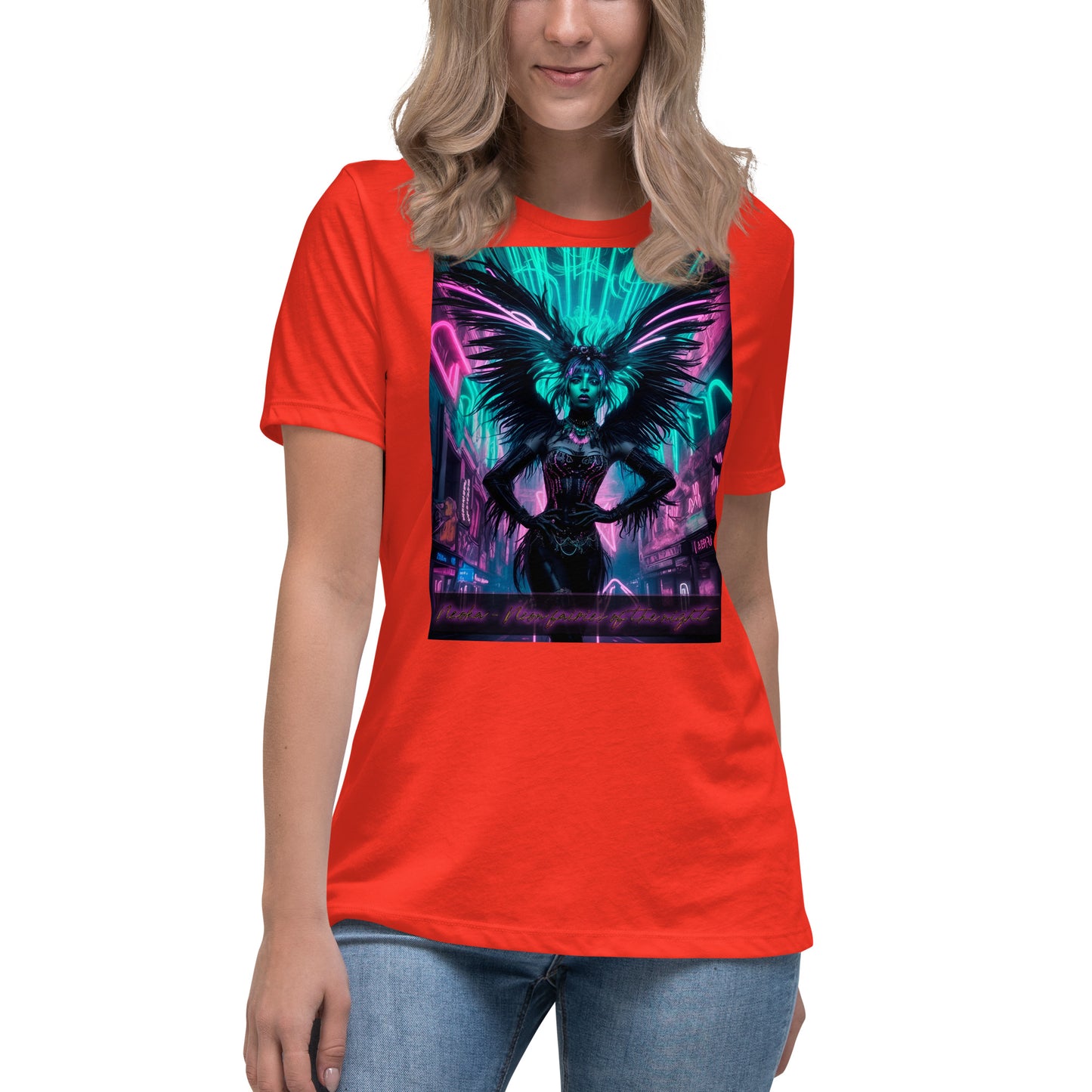 T-shirt rilassata da donna, Collezione - Neoka-Neon fate della notte, Design - ANDRBEL STUDIO