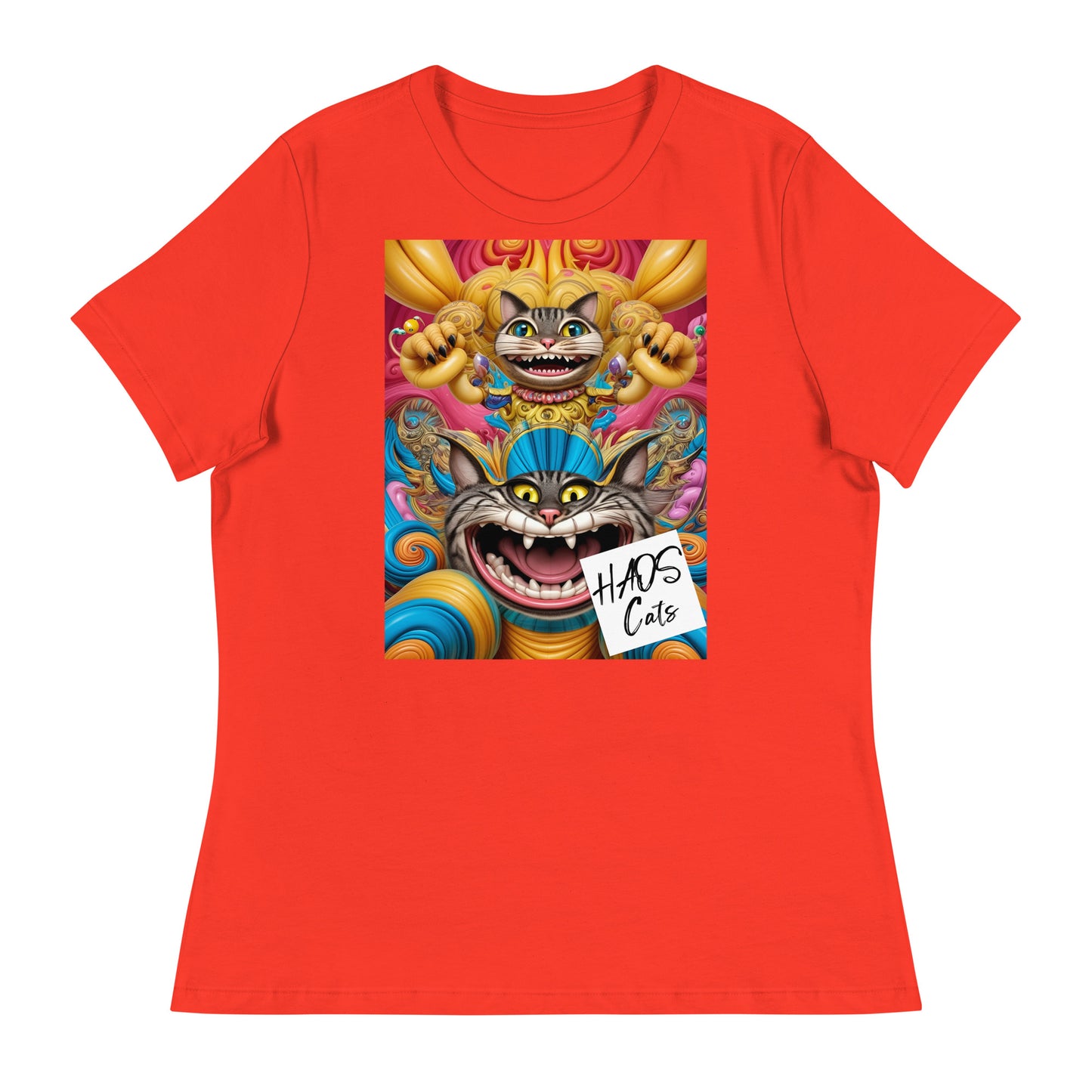 Women's Relaxed T-Shirt. Collection - HAOS Cats, Design - ANDRBEL STUDIO