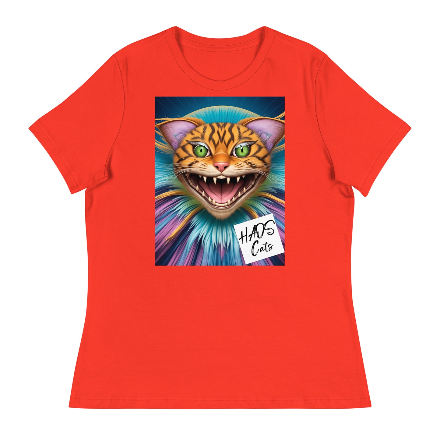 Women's Relaxed T-Shirt. Collection - HAOS Cats, Design - ANDRBEL STUDIO.