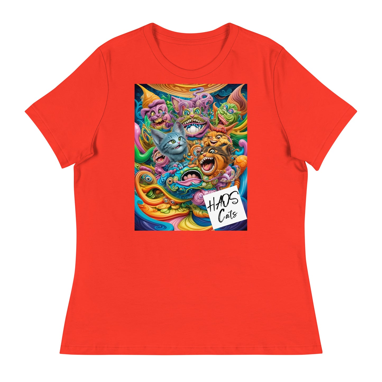 Women's Relaxed T-Shirt. Collection - HAOS Cats, Design - ANDRBEL STUDIO