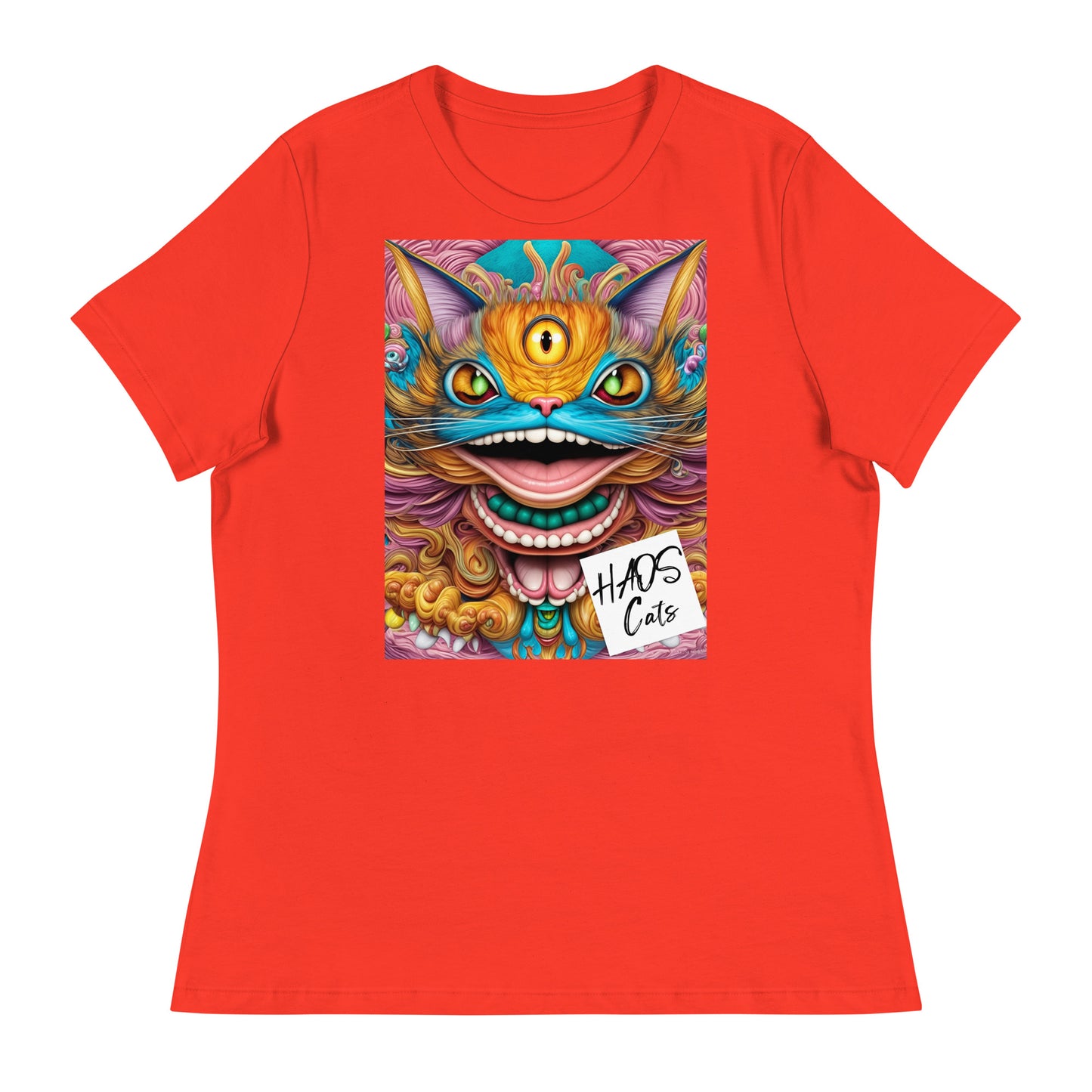 Women's Relaxed T-Shirt. Collection - HAOS Cats, Design - ANDRBEL STUDIO