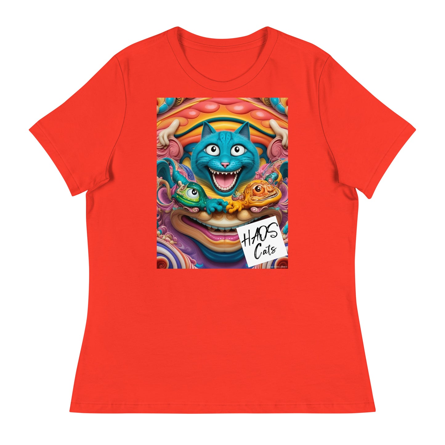 Women's Relaxed T-Shirt. Collection - HAOS Cats, Design - ANDRBEL STUDIO