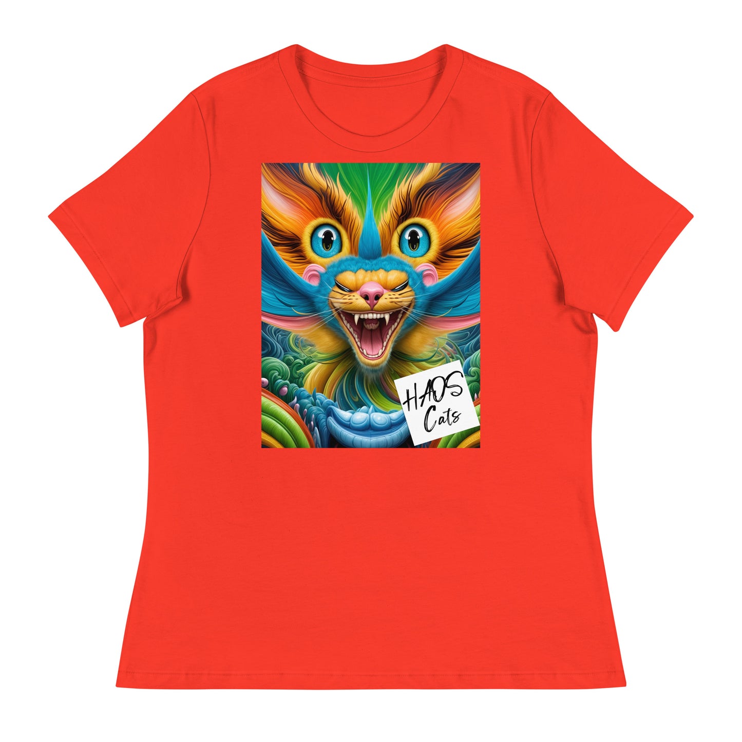 Women's Relaxed T-Shirt. Collection - HAOS Cats, Design - ANDRBEL STUDIO