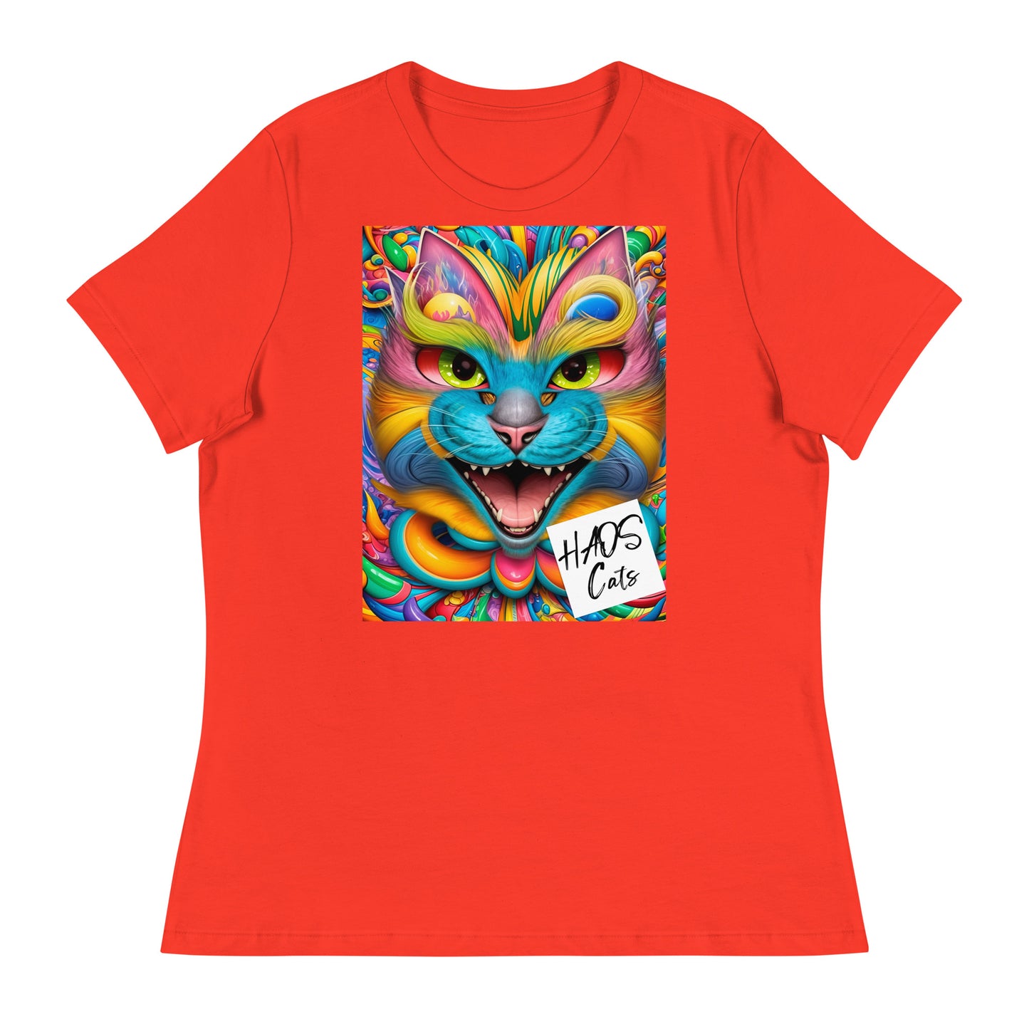 T-shirt da donna rilassata. Collezione - HAOS Cats, Design - ANDRBEL STUDIO