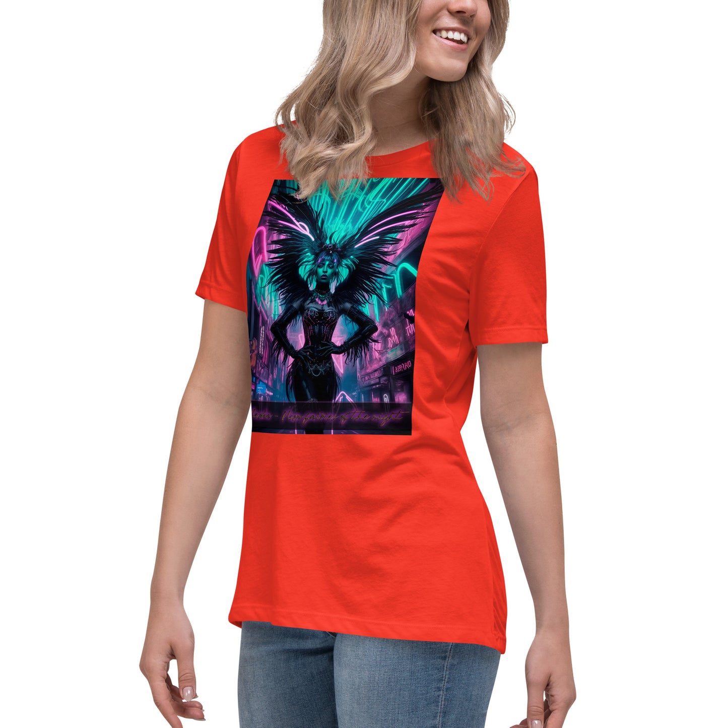 T-shirt rilassata da donna, Collezione - Neoka-Neon fate della notte, Design - ANDRBEL STUDIO