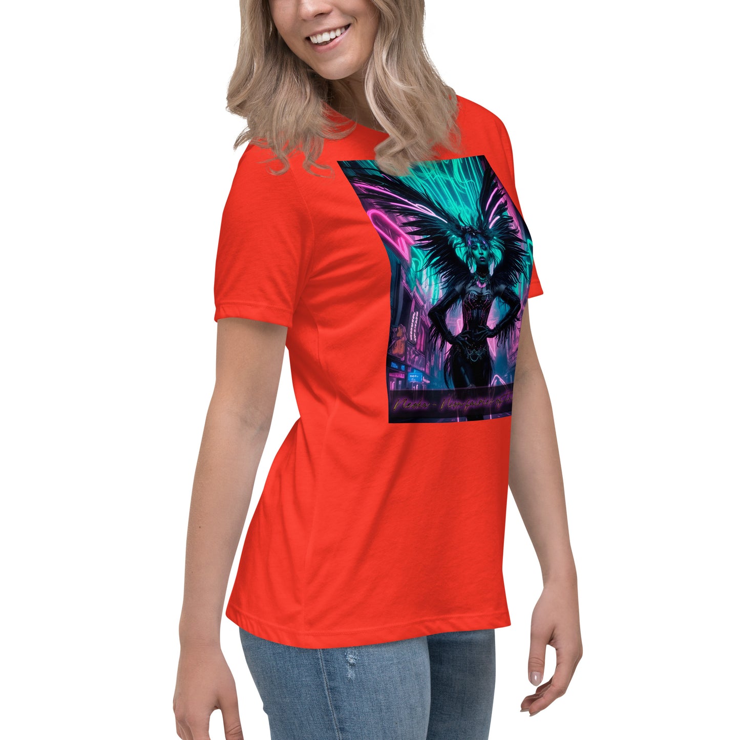 T-shirt rilassata da donna, Collezione - Neoka-Neon fate della notte, Design - ANDRBEL STUDIO