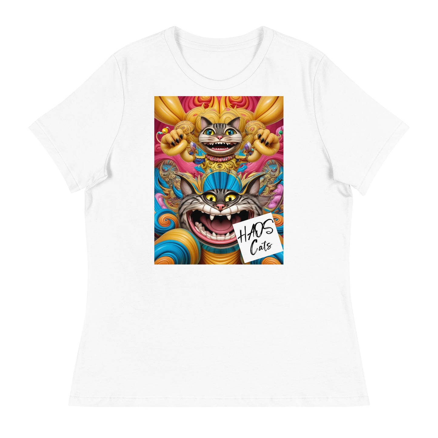 Women's Relaxed T-Shirt. Collection - HAOS Cats, Design - ANDRBEL STUDIO