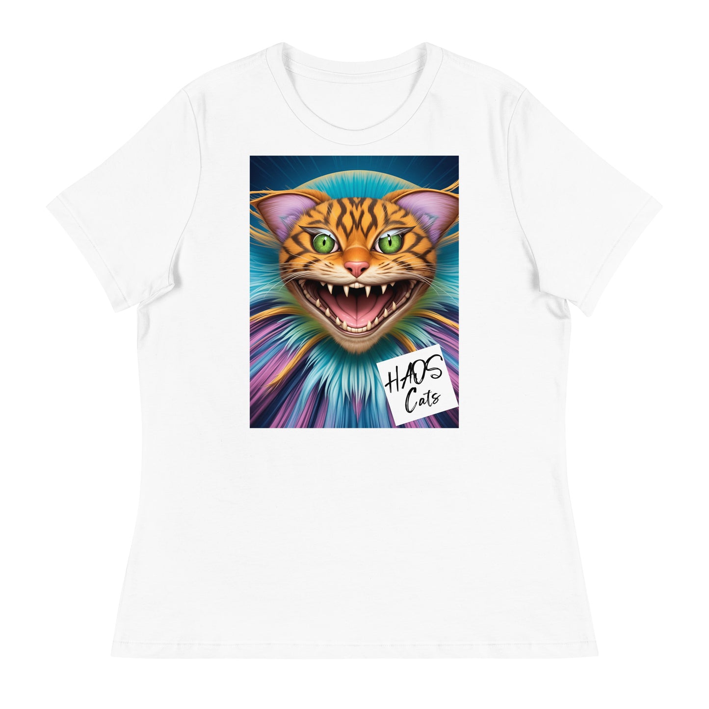 Women's Relaxed T-Shirt. Collection - HAOS Cats, Design - ANDRBEL STUDIO.