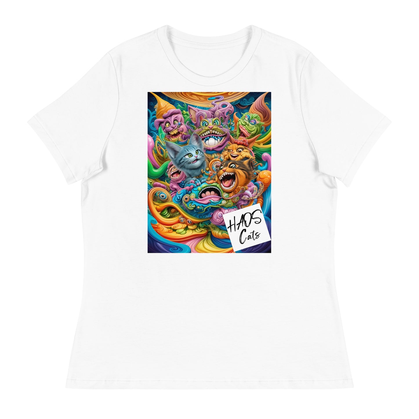 Women's Relaxed T-Shirt. Collection - HAOS Cats, Design - ANDRBEL STUDIO