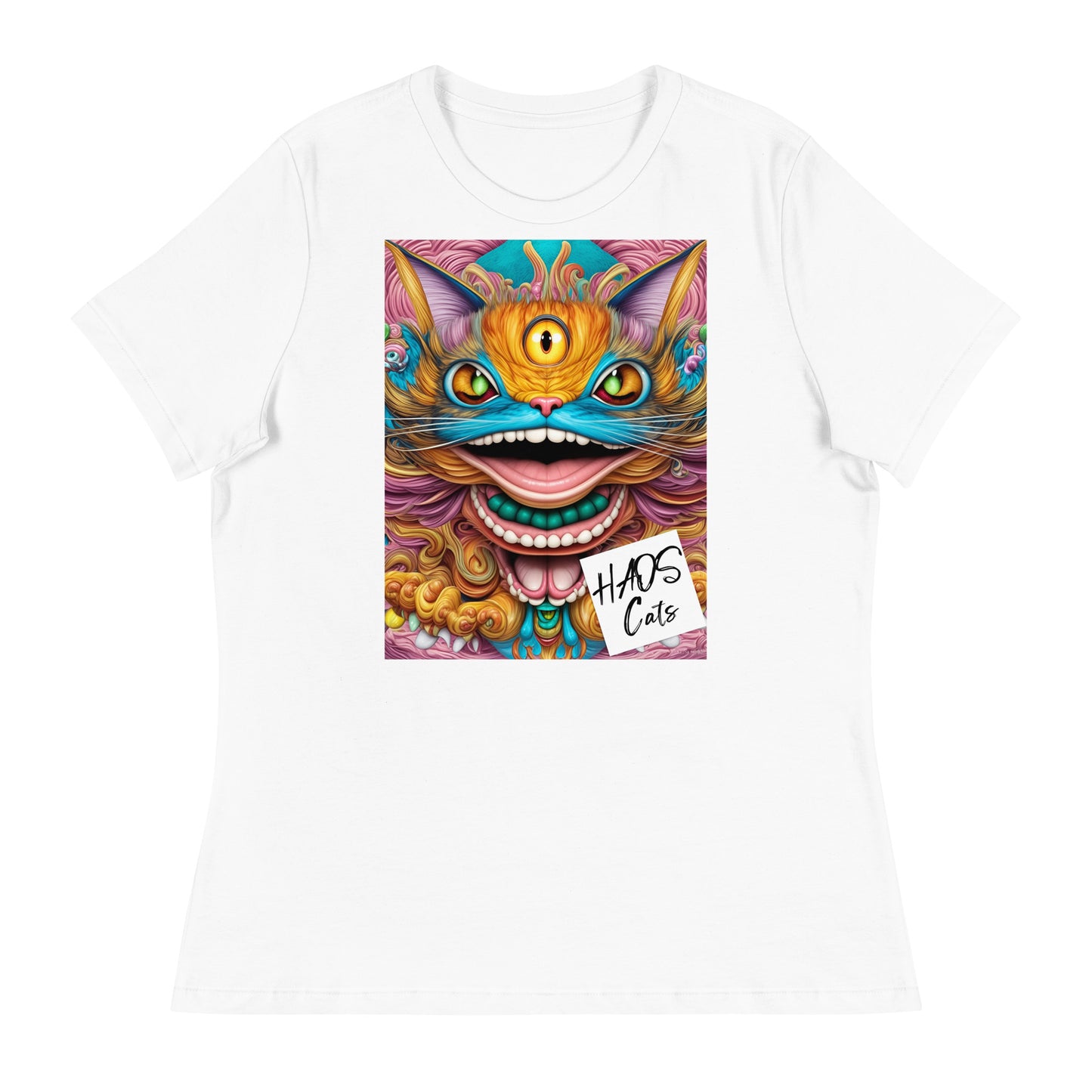 Women's Relaxed T-Shirt. Collection - HAOS Cats, Design - ANDRBEL STUDIO