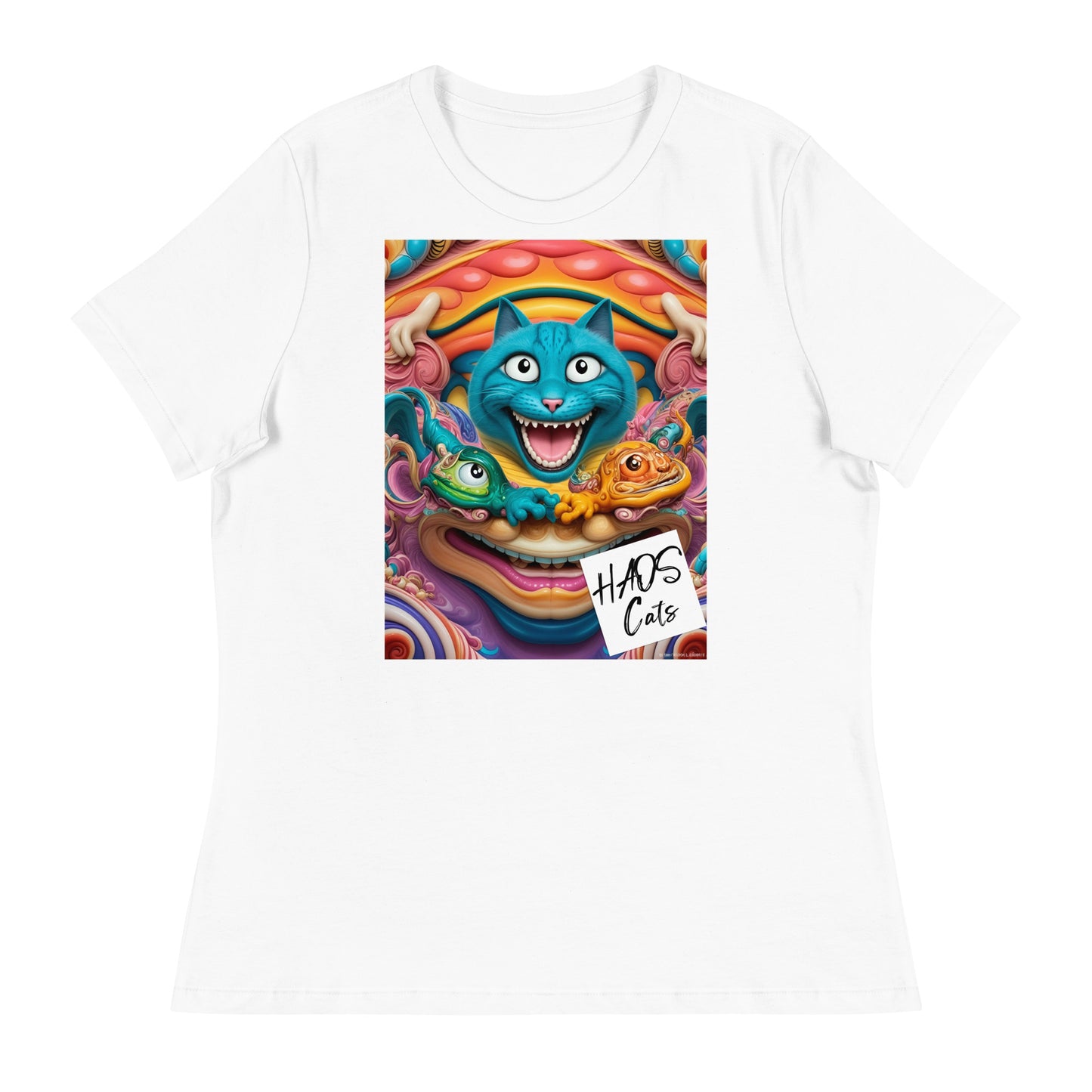 Women's Relaxed T-Shirt. Collection - HAOS Cats, Design - ANDRBEL STUDIO