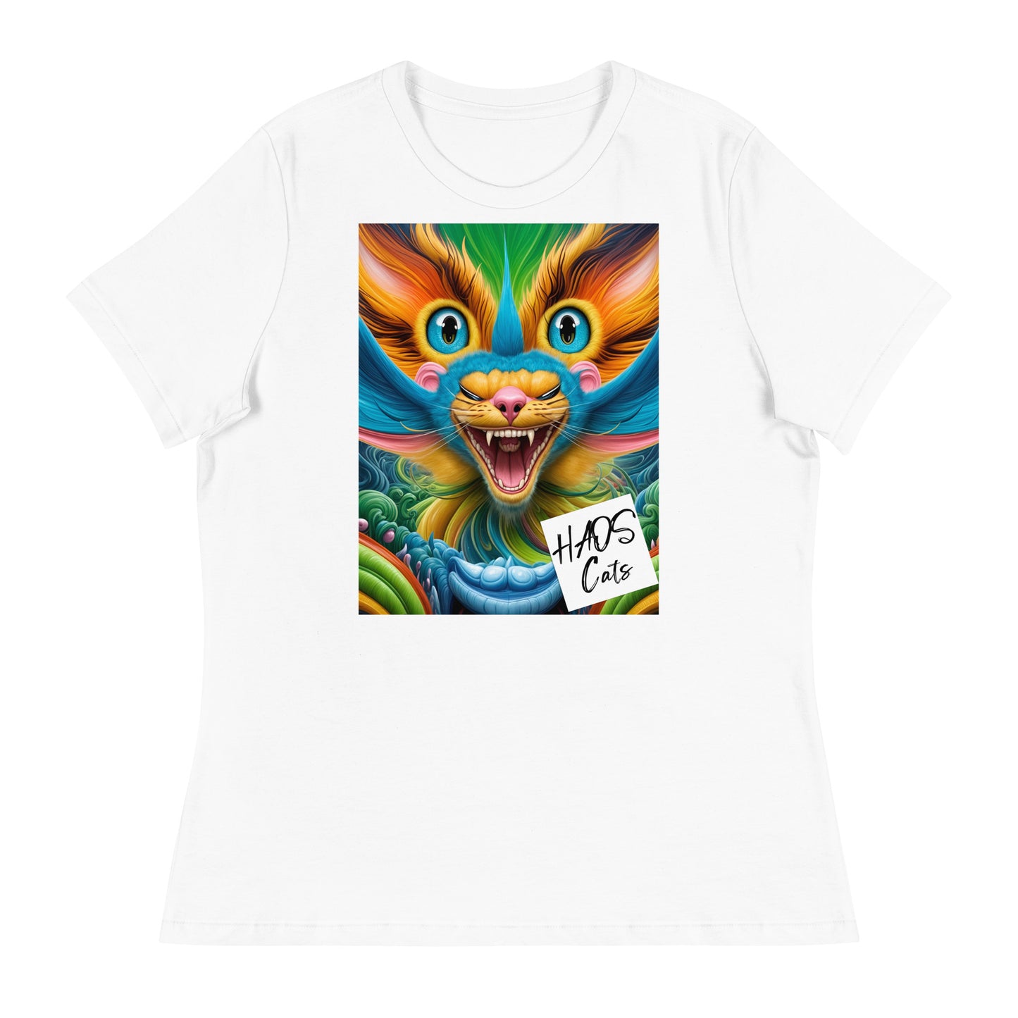 Women's Relaxed T-Shirt. Collection - HAOS Cats, Design - ANDRBEL STUDIO