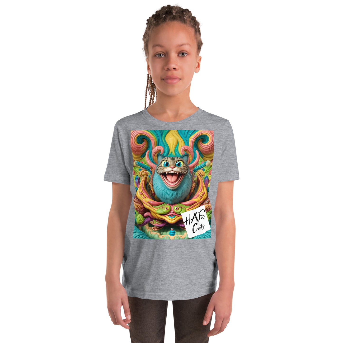 Youth Short Sleeve T-Shirt. Collection - HAOS Cats, Design - ANDRBEL STUDIO