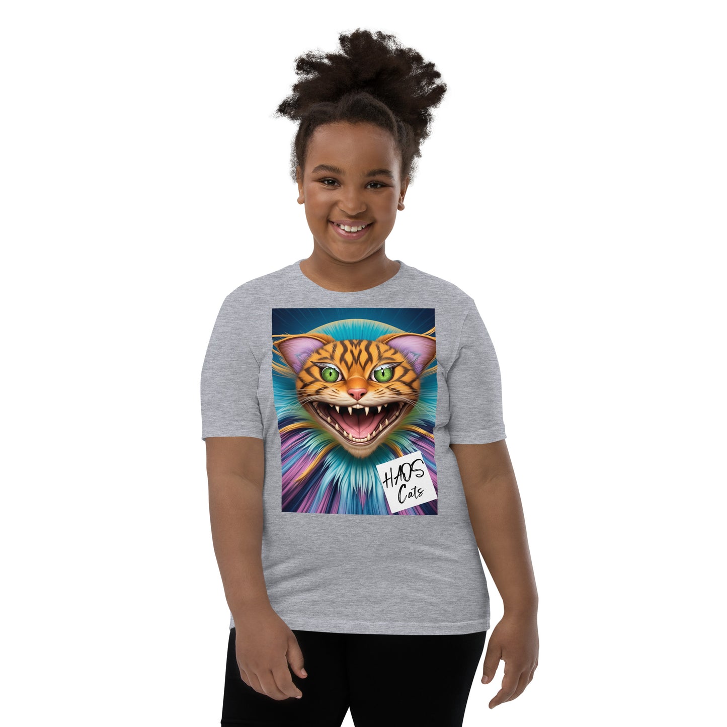 Youth Short Sleeve T-Shirt. Collection - HAOS Cats, Design - ANDRBEL STUDIO