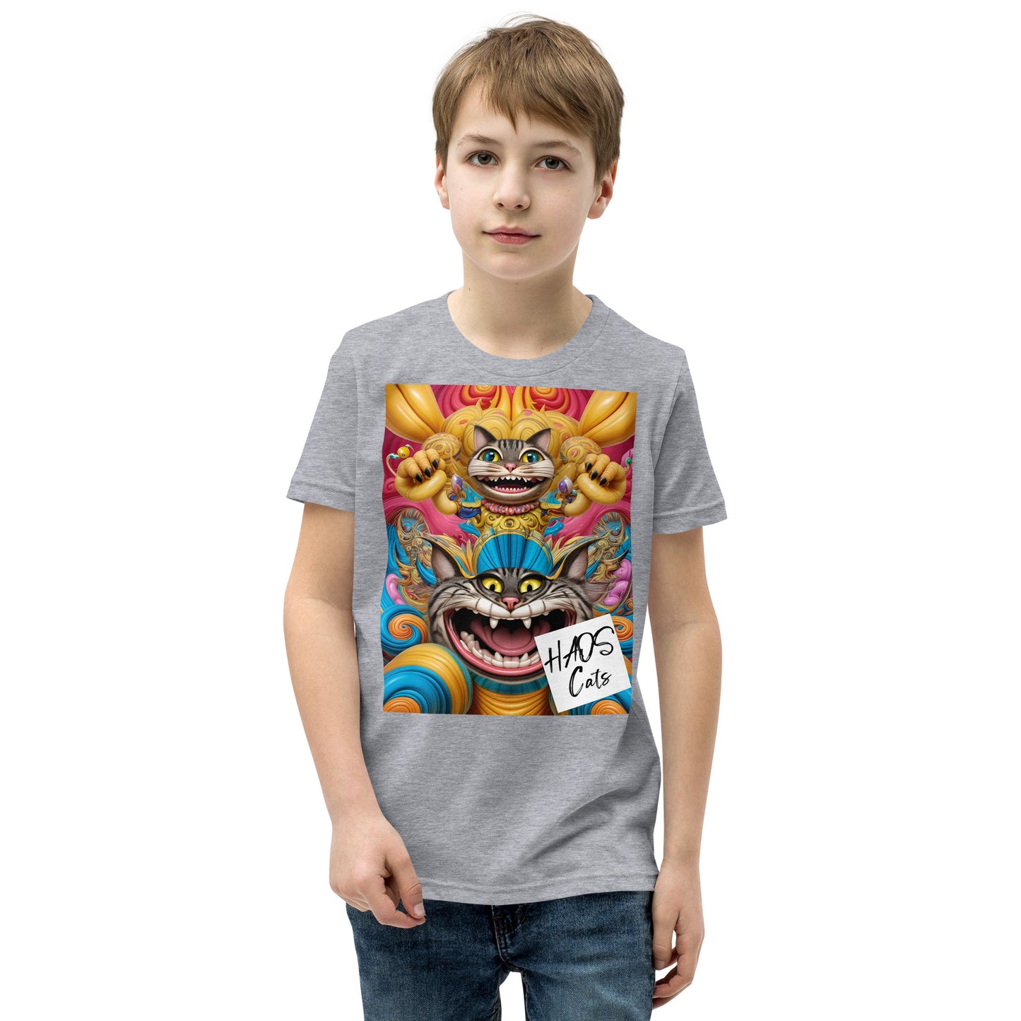 Youth Short Sleeve T-Shirt. Collection - HAOS Cats, Design - ANDRBEL STUDIO