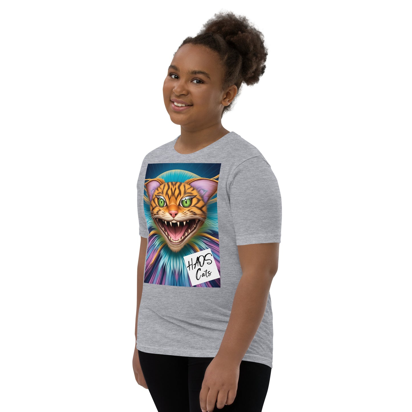 Youth Short Sleeve T-Shirt. Collection - HAOS Cats, Design - ANDRBEL STUDIO