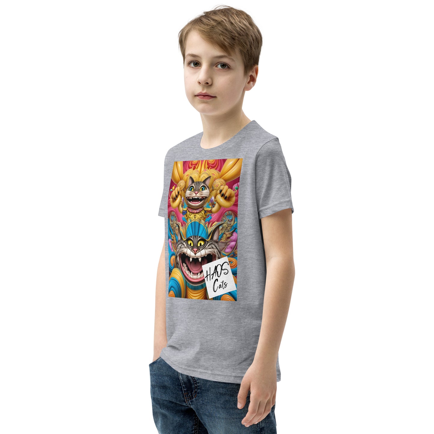 Youth Short Sleeve T-Shirt. Collection - HAOS Cats, Design - ANDRBEL STUDIO