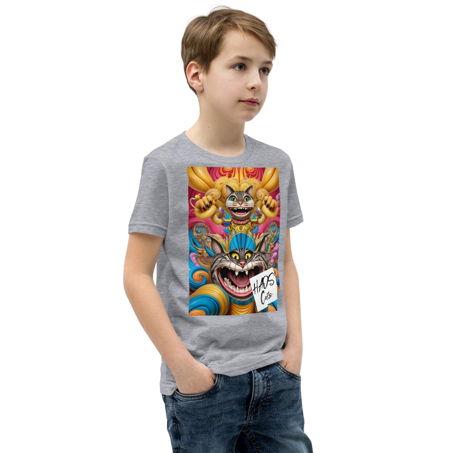Youth Short Sleeve T-Shirt. Collection - HAOS Cats, Design - ANDRBEL STUDIO