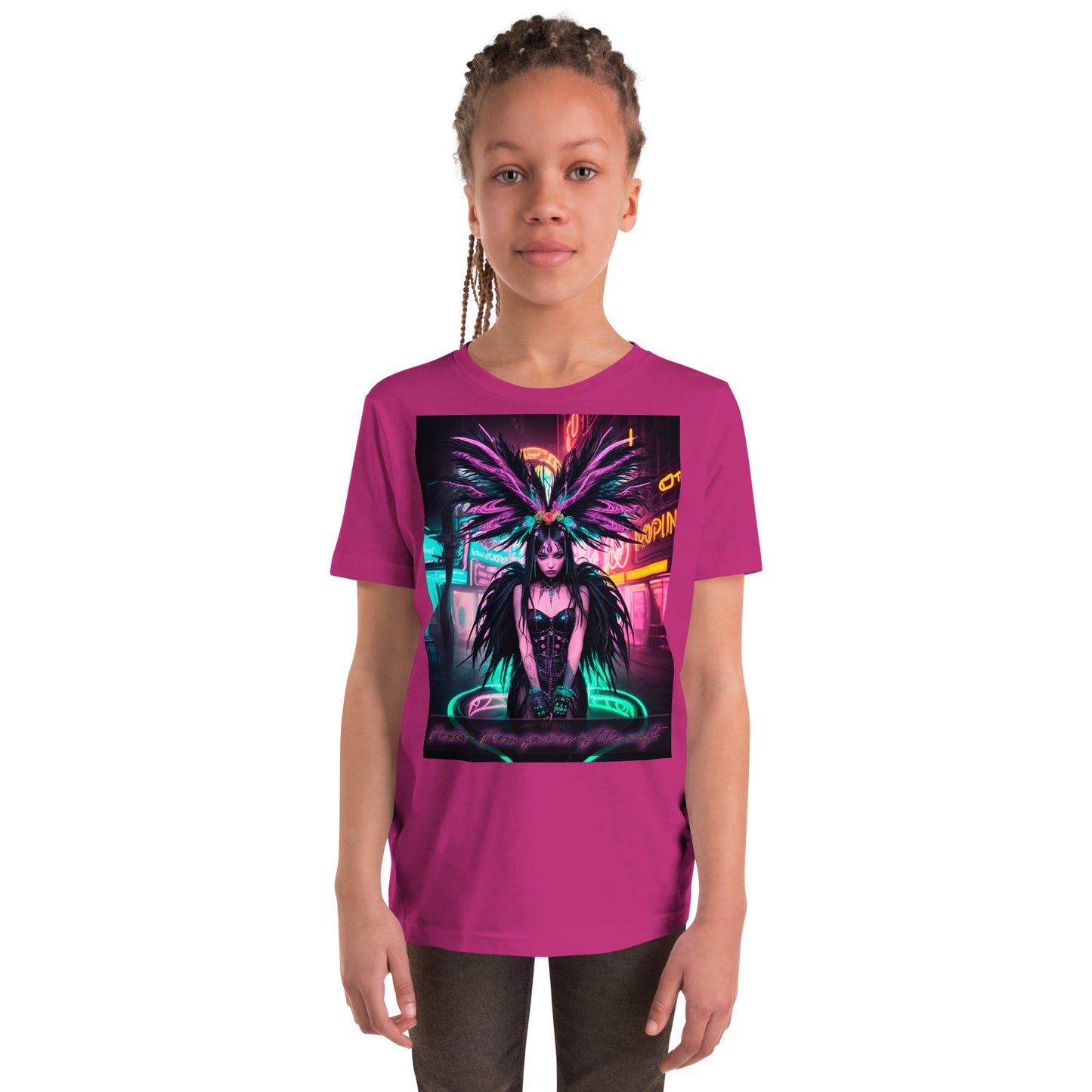T-shirt a maniche corte per ragazzi. Collezione - Neoka-Neon fate della notte, Design - ANDRBEL STUDIO