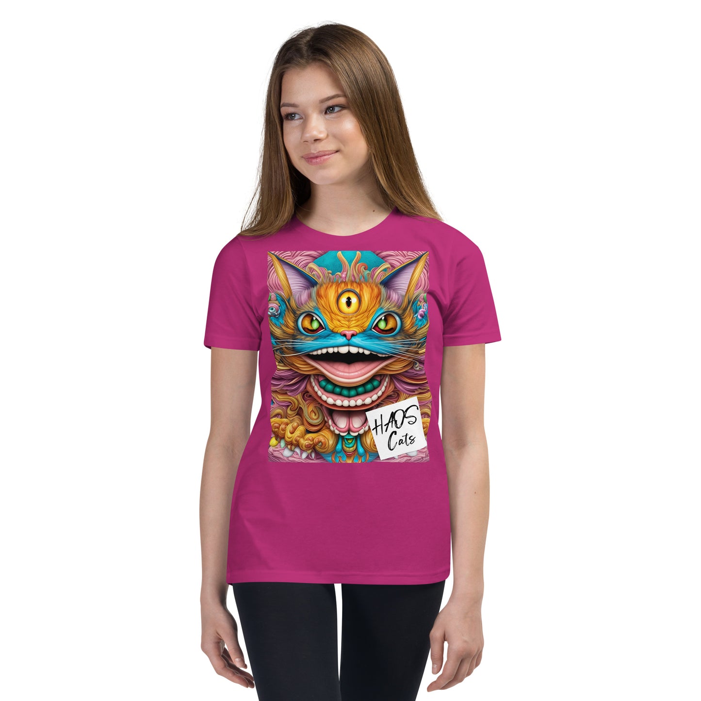 Youth Short Sleeve T-Shirt. Collection - HAOS Cats, Design - ANDRBEL STUDIO