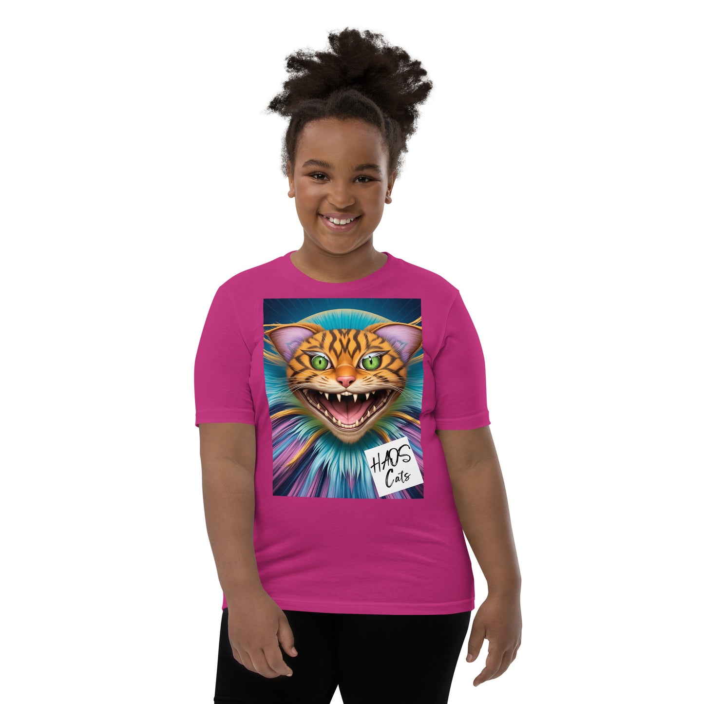 Youth Short Sleeve T-Shirt. Collection - HAOS Cats, Design - ANDRBEL STUDIO