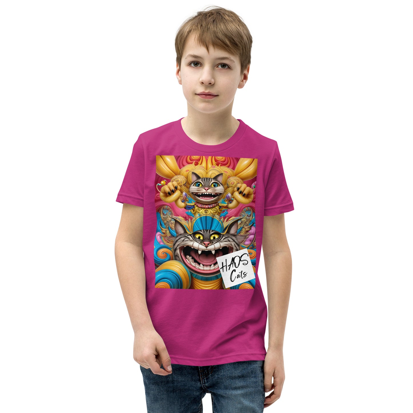 Youth Short Sleeve T-Shirt. Collection - HAOS Cats, Design - ANDRBEL STUDIO
