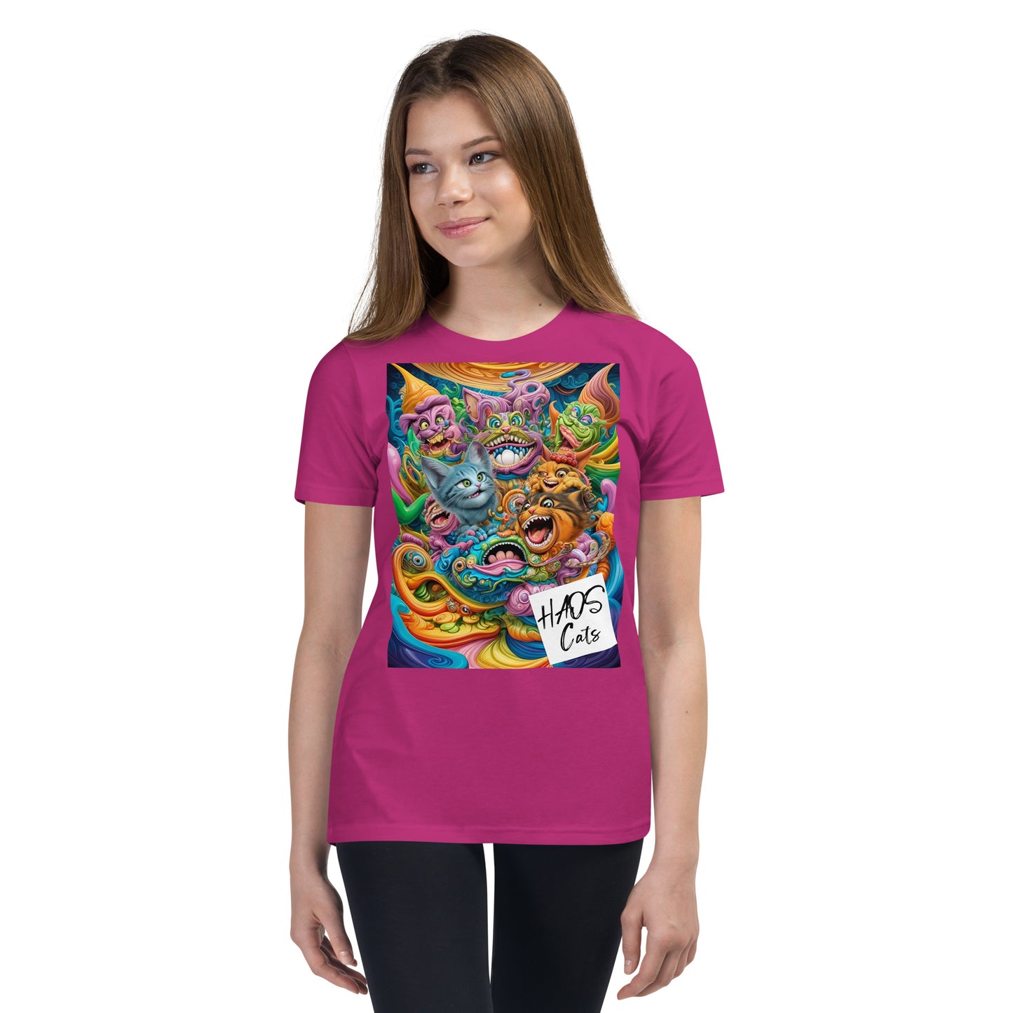 Youth Short Sleeve T-Shirt. Collection - HAOS Cats, Design - ANDRBEL STUDIO