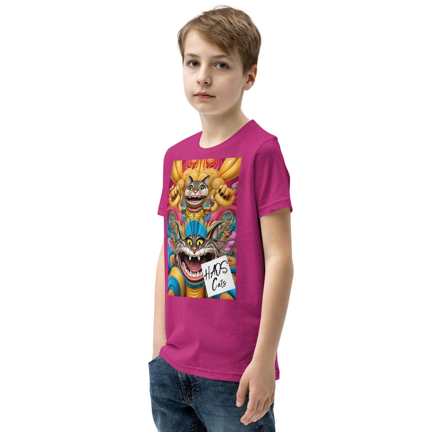 Youth Short Sleeve T-Shirt. Collection - HAOS Cats, Design - ANDRBEL STUDIO