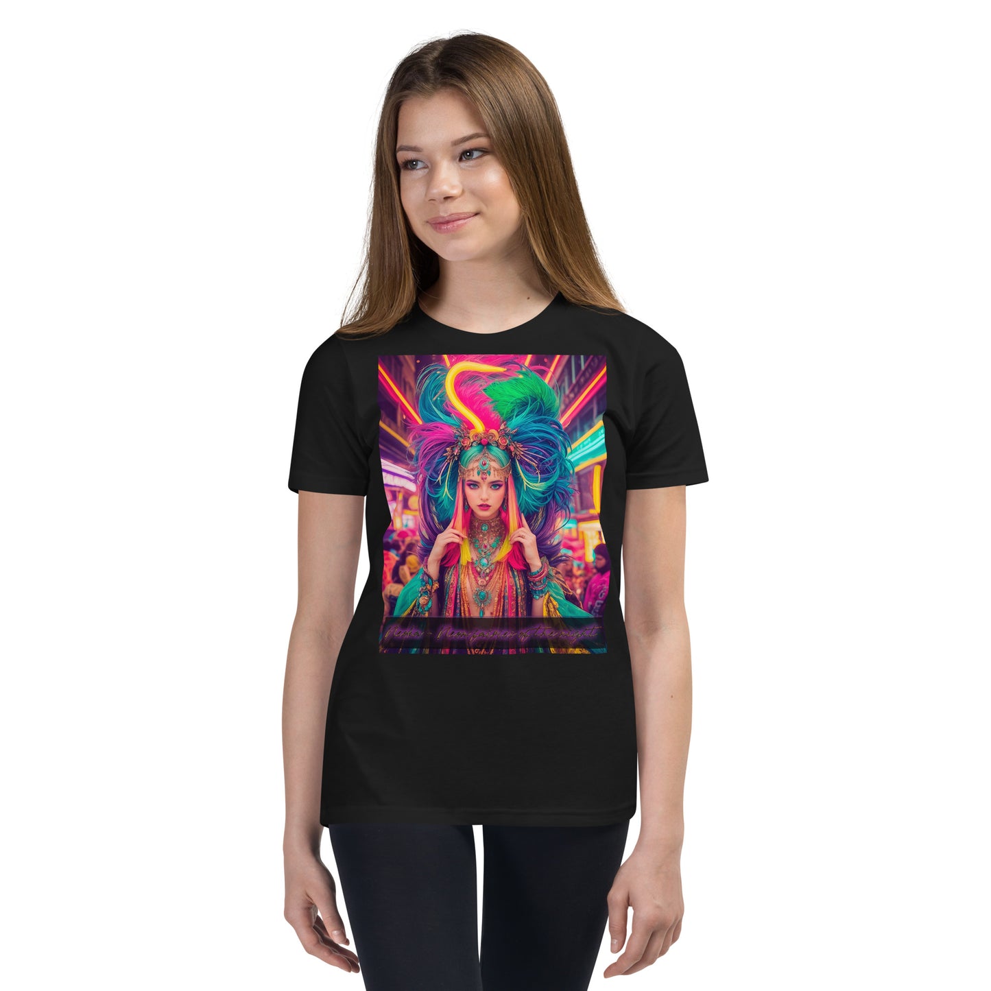 Youth Short Sleeve T-Shirt. Collection - Neoka-Neon fairies of the night, Design - ANDRBEL STUDIO